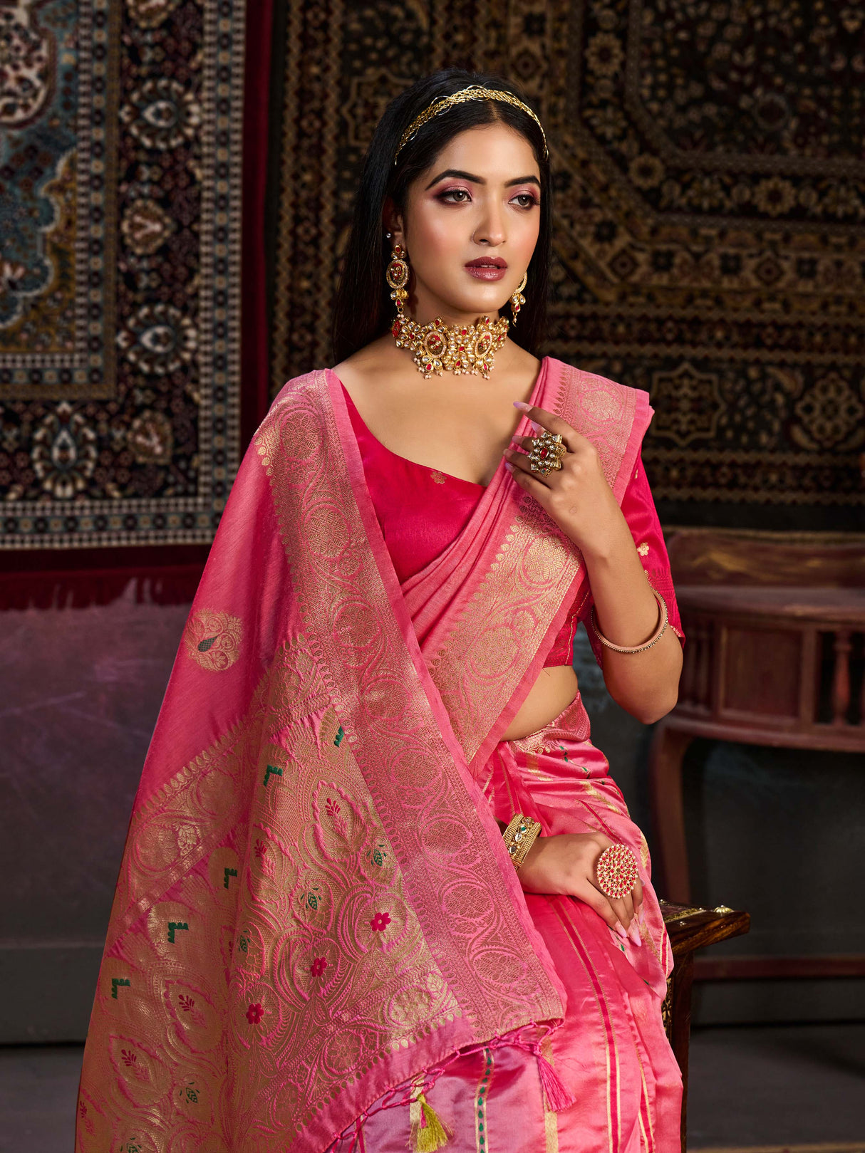 Mimosa Women's Woven Design Bishnupur Art Silk Saree With Blouse Piece : SA0000866GJ