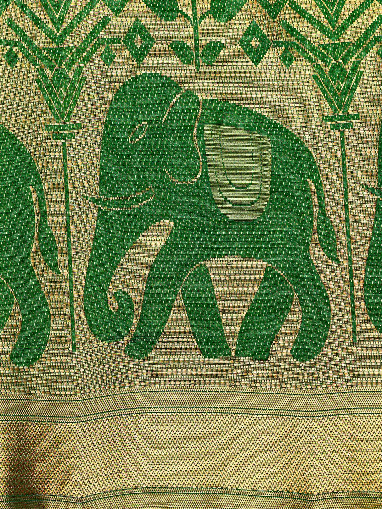 Mimosa Womens Art Silk Saree Kanjivaram Green Color