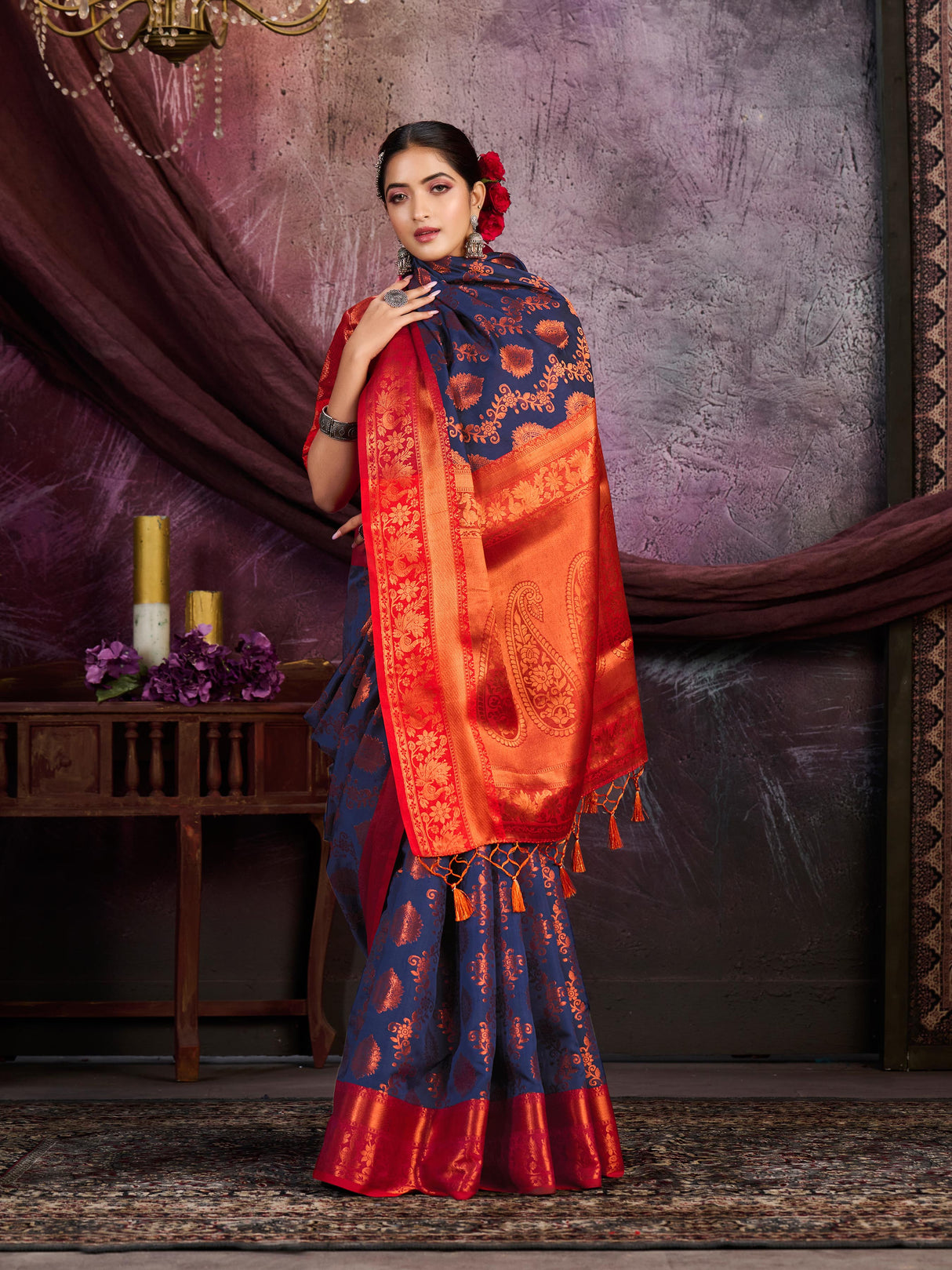 Mimosa Women's Woven Design Kanjivaram Art Silk Saree With Blouse Piece : SA0000913NV