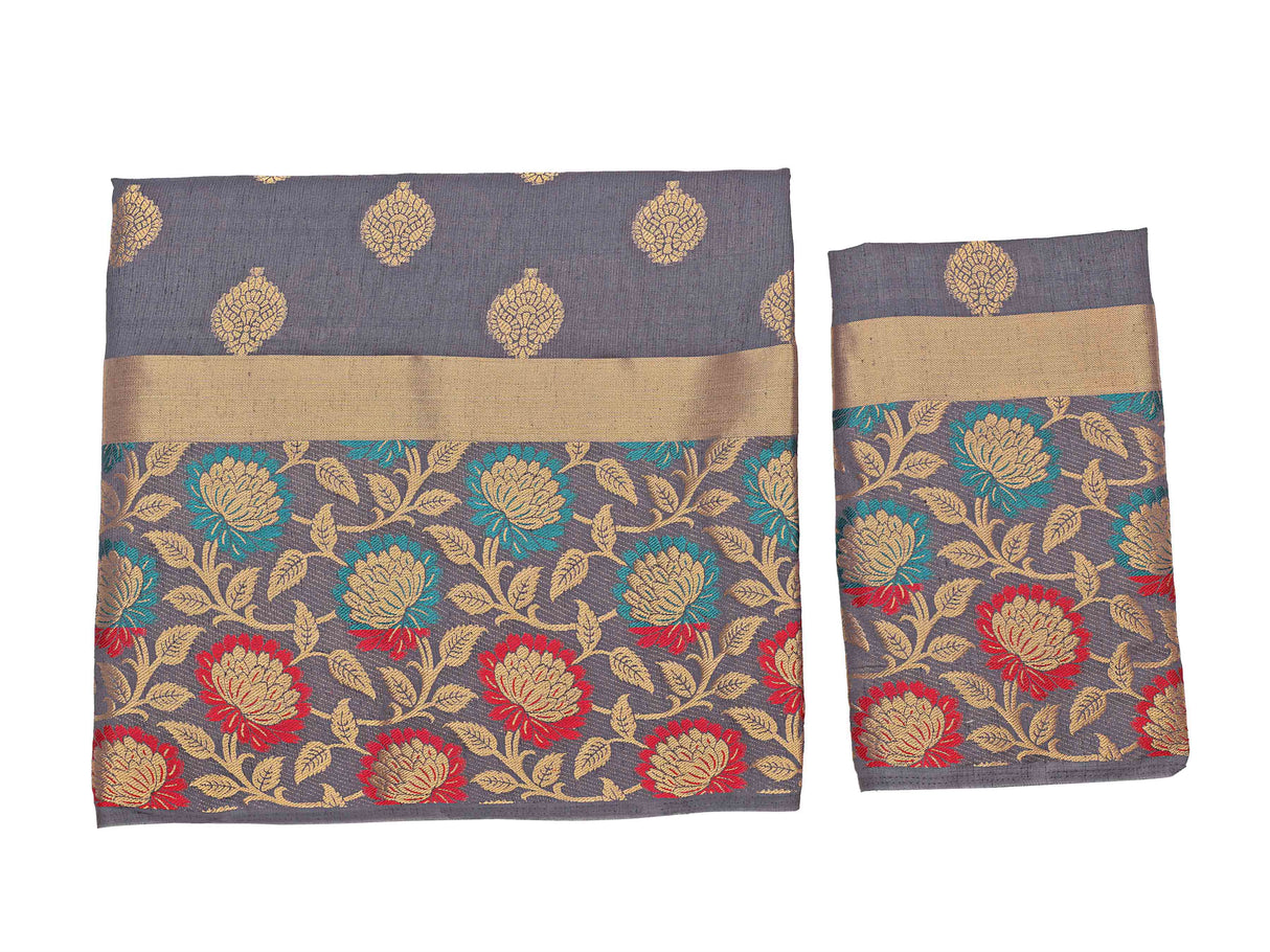 Mimosa Womens Art Silk Saree Kanjivaram Grey Color