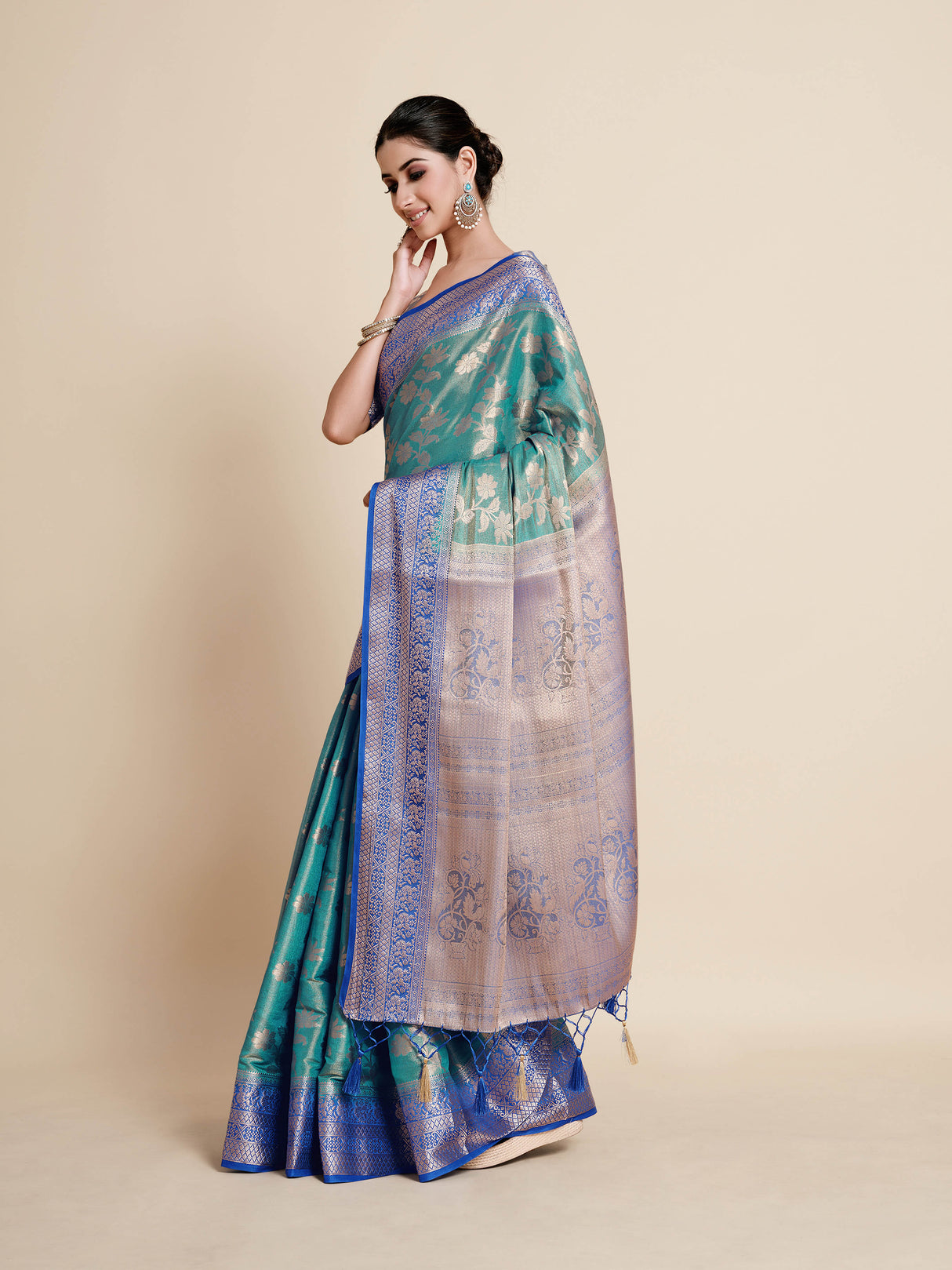 Mimosa Womens Art Silk Saree Kanjivaram Rama Color