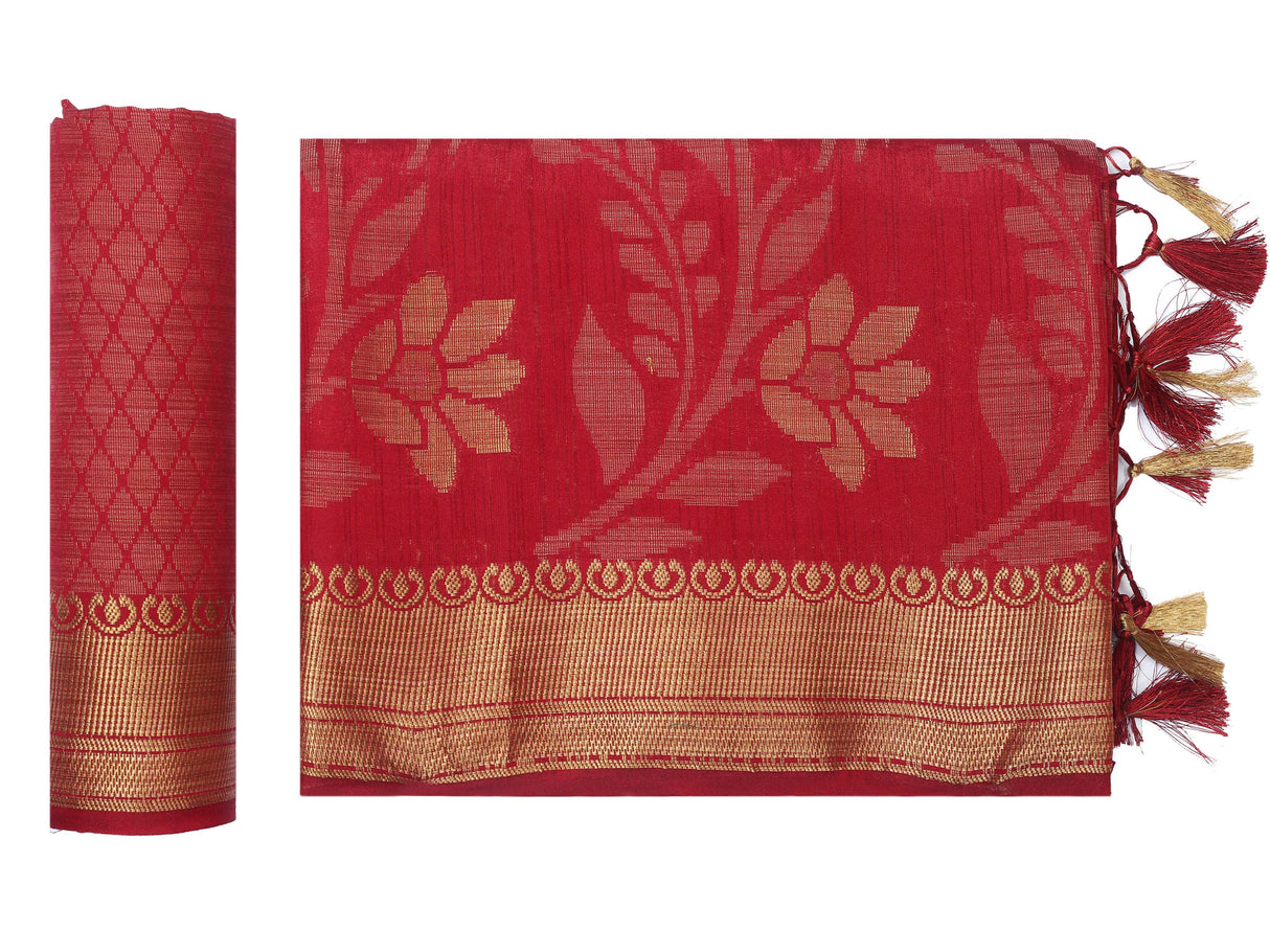 Mimosa Womens Art Silk Saree Kanjivaram Maroon Color