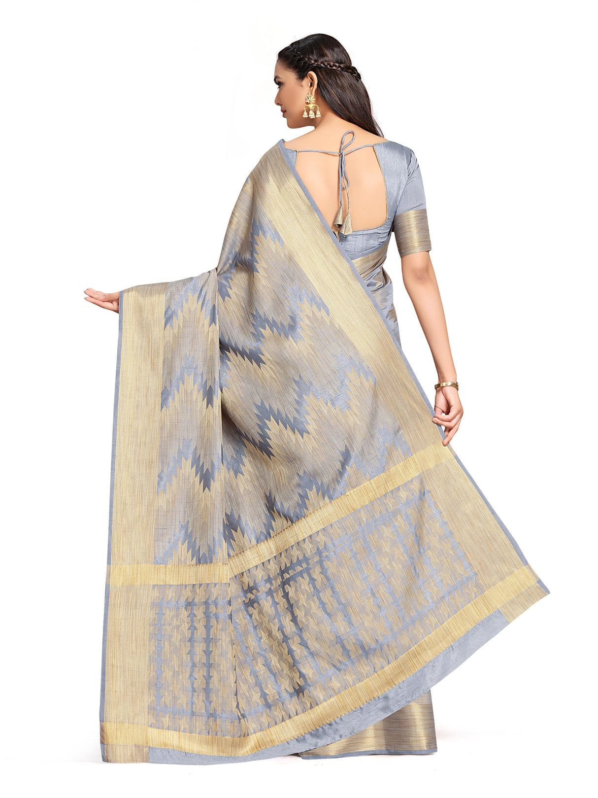 Mimosa Womens Art Silk Saree Kanjivaram Grey Color