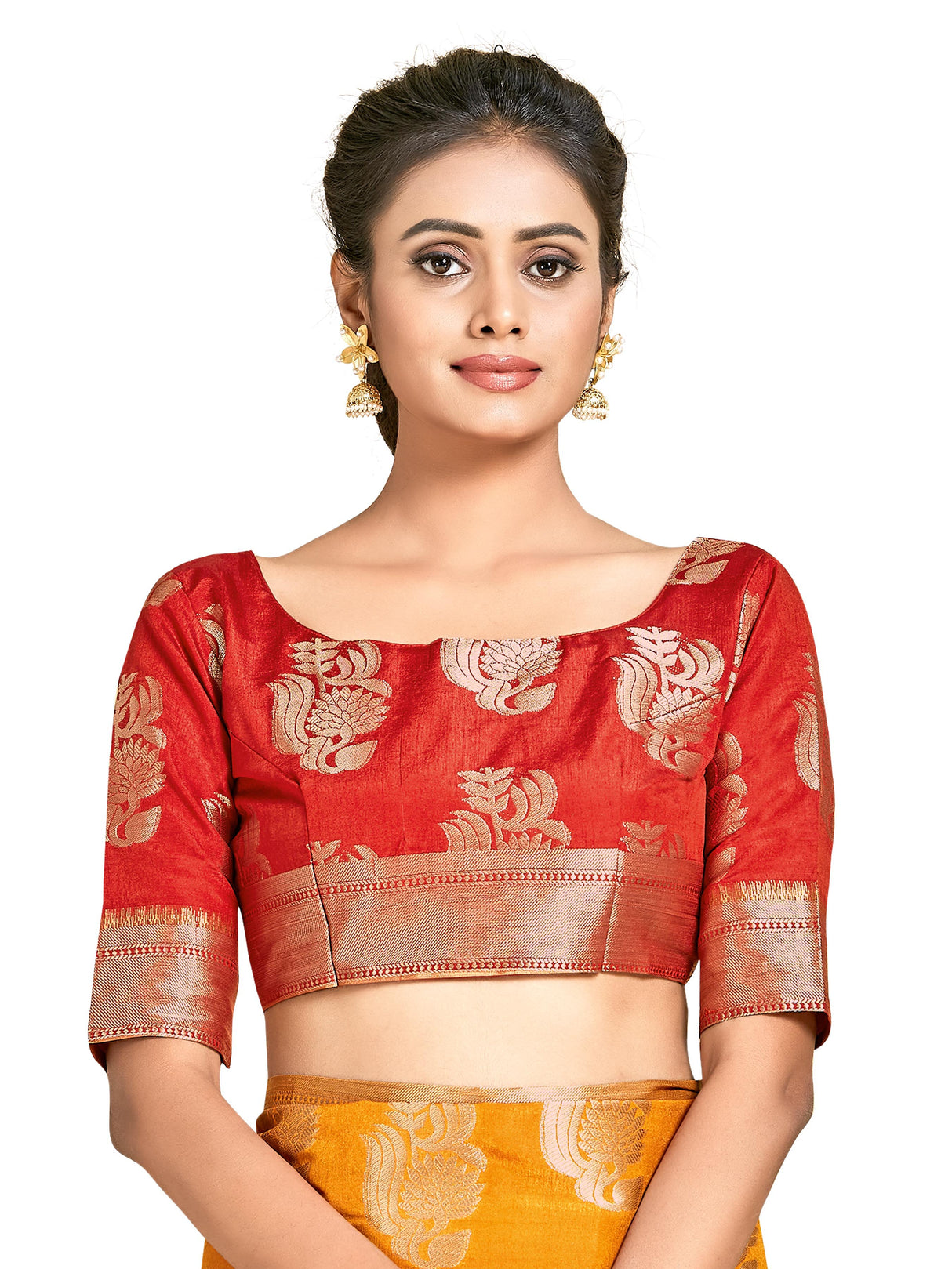 Mimosa Womens Art Silk Saree Kanjivaram Mustard Color