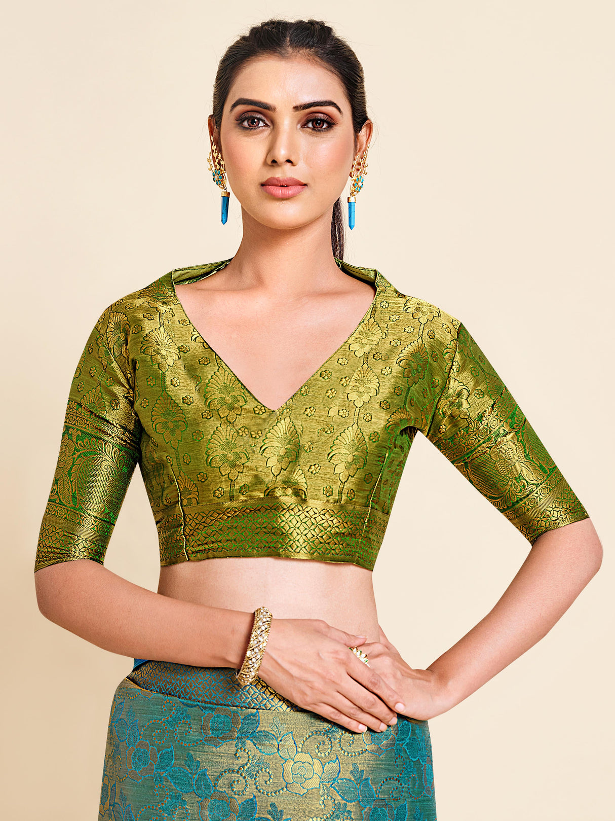 Mimosa Womens Art Silk Saree Kanjivaram Ananda Color