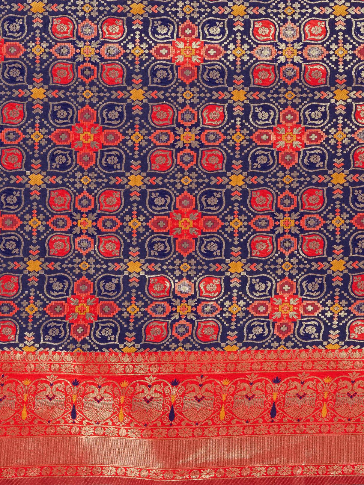 Mimosa Women's Woven Design Patola Style Art Silk Saree With Blouse Piece : SA00001342NVFREE