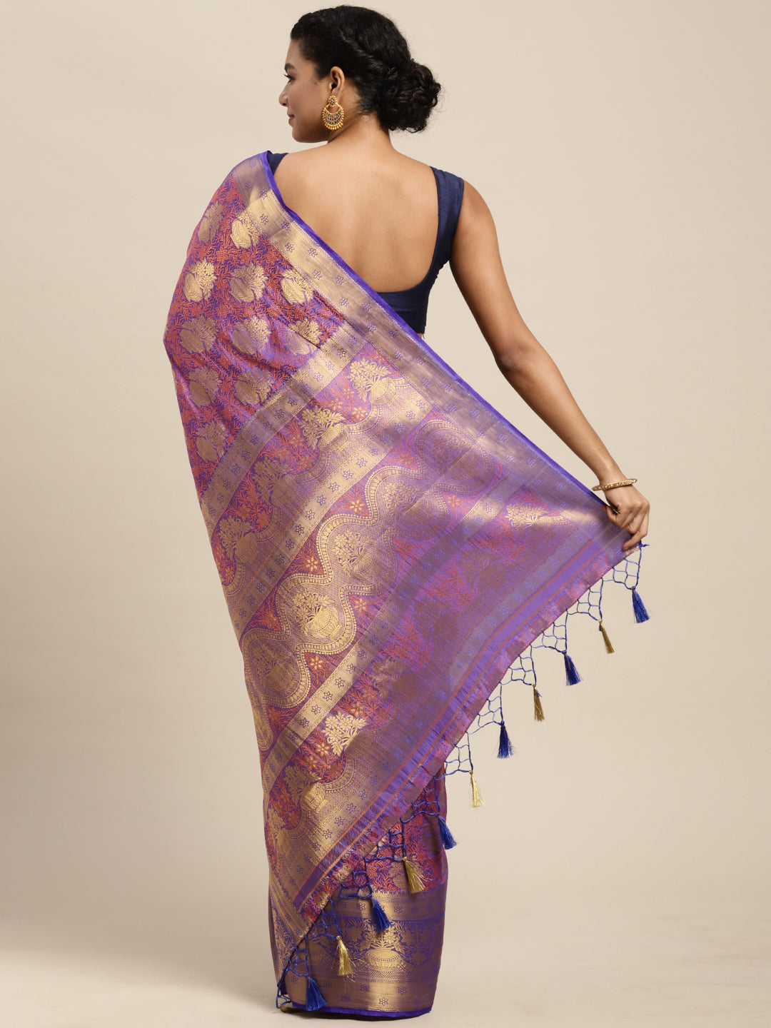 Mimosa Womens Art Silk Saree Kanjivaram Violet Color