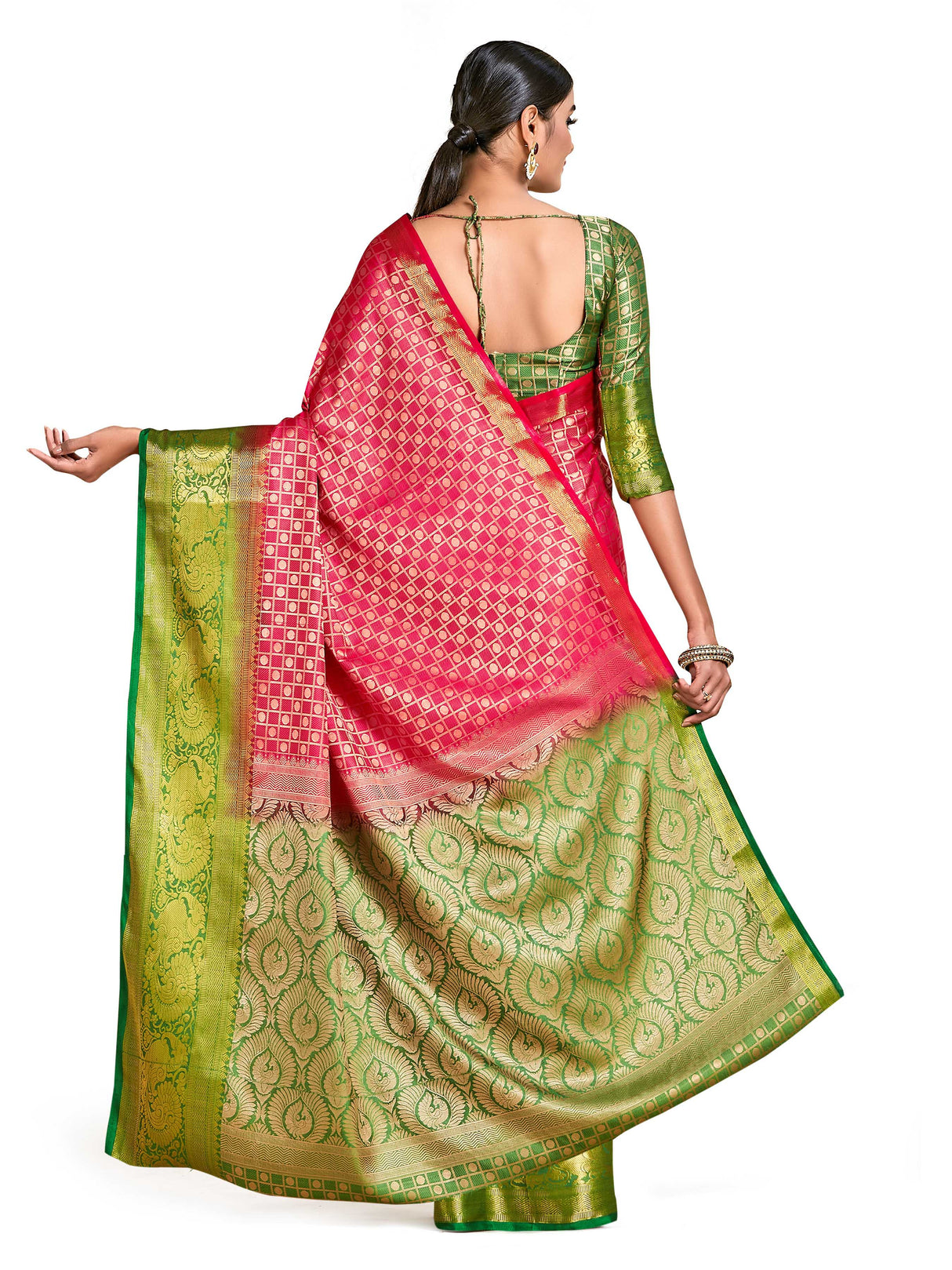 Mimosa Womens Art Silk Saree Kanjivaram Red Color