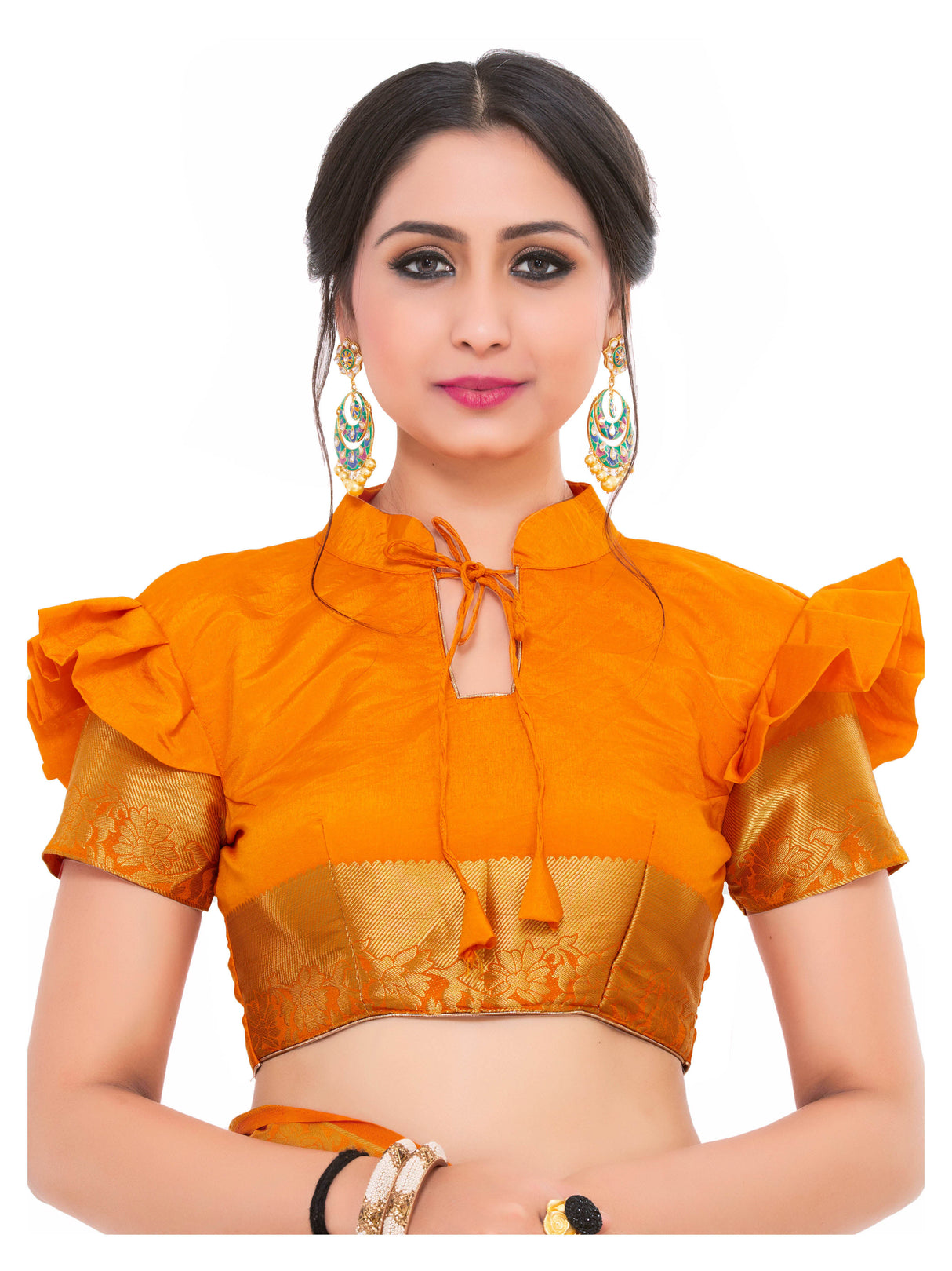 Mimosa Womens Art Silk Saree Kanjivaram Gold Color