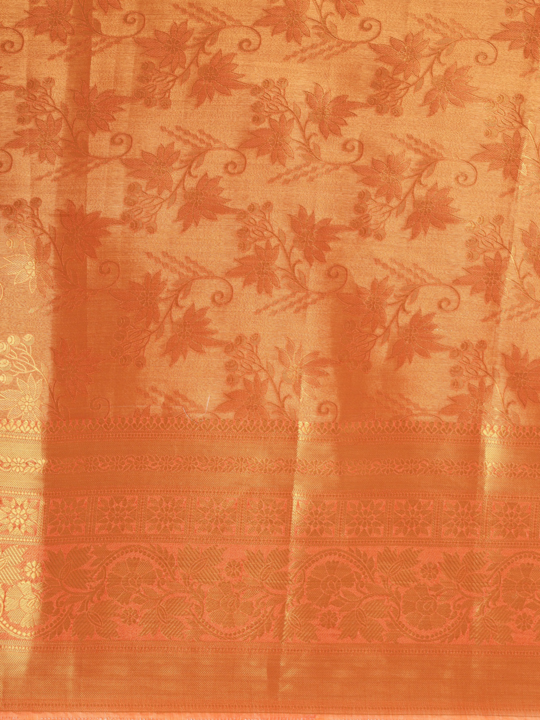 Mimosa Womens Art Silk Saree Kanjivaram Orange Color