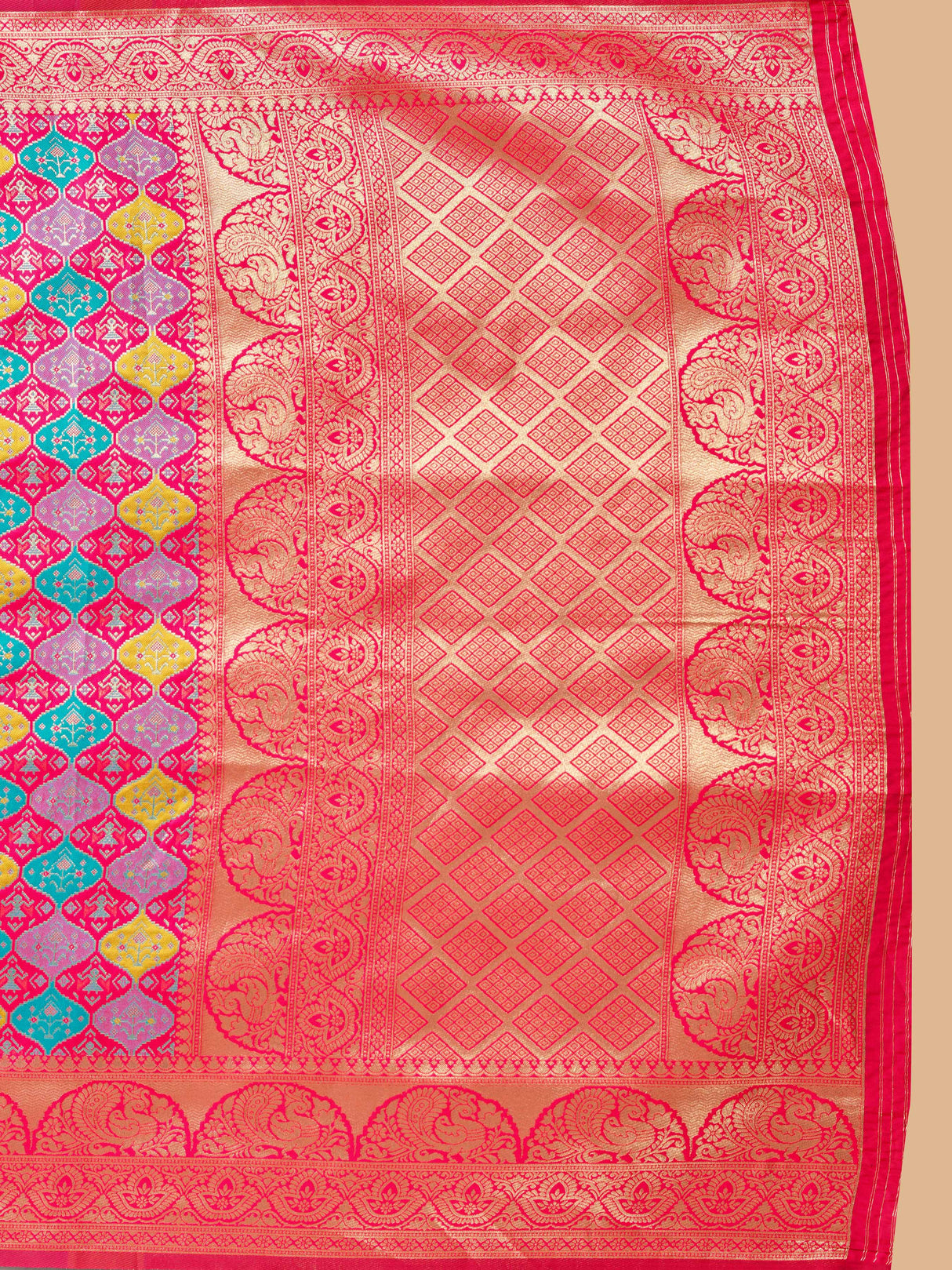 Mimosa Women's Woven Design Patola Style Art Silk Saree With Blouse Piece : SA00001343PNKFREE