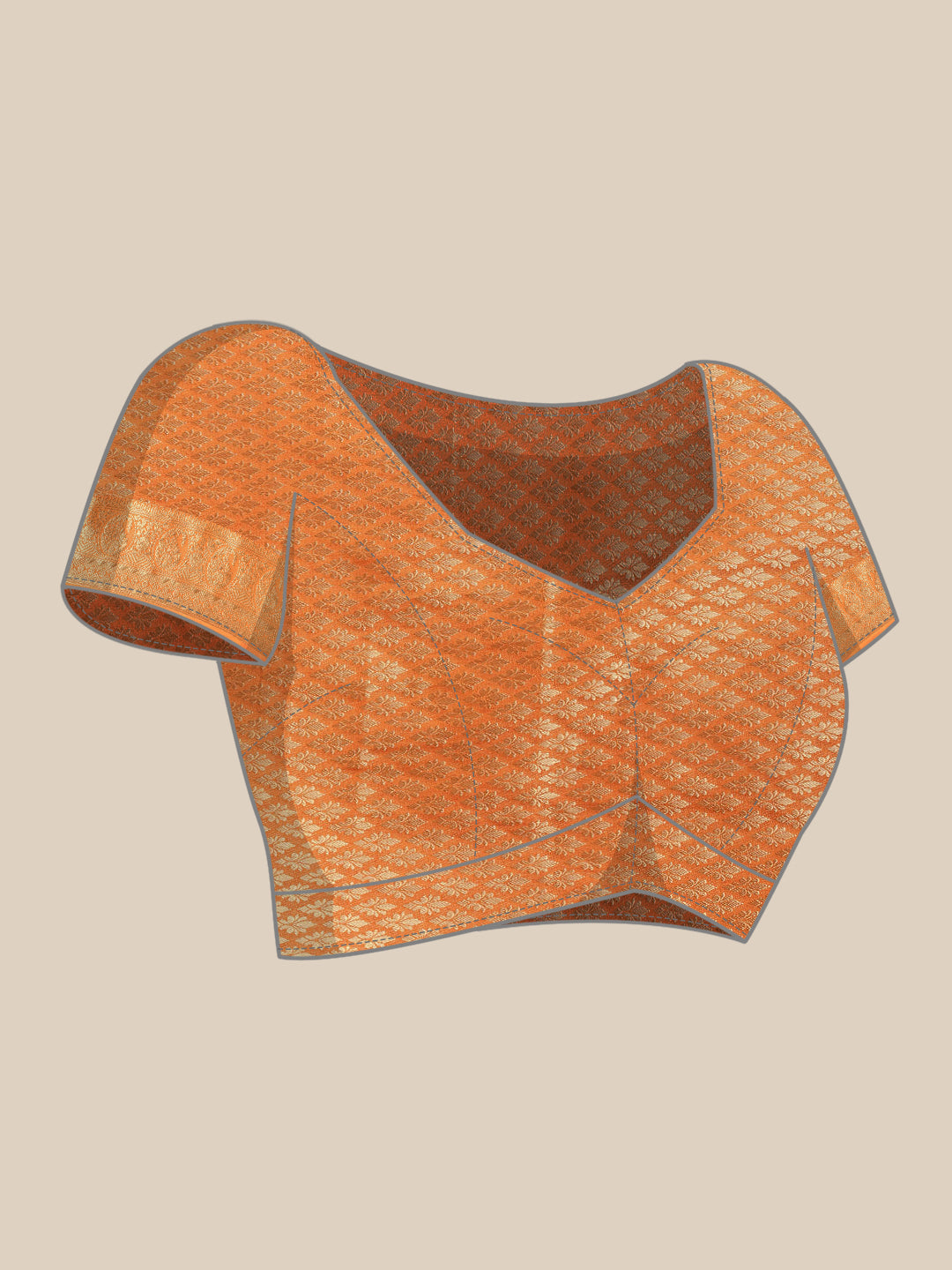 Mimosa Womens Art Silk Saree Kanjivaram Orange Color