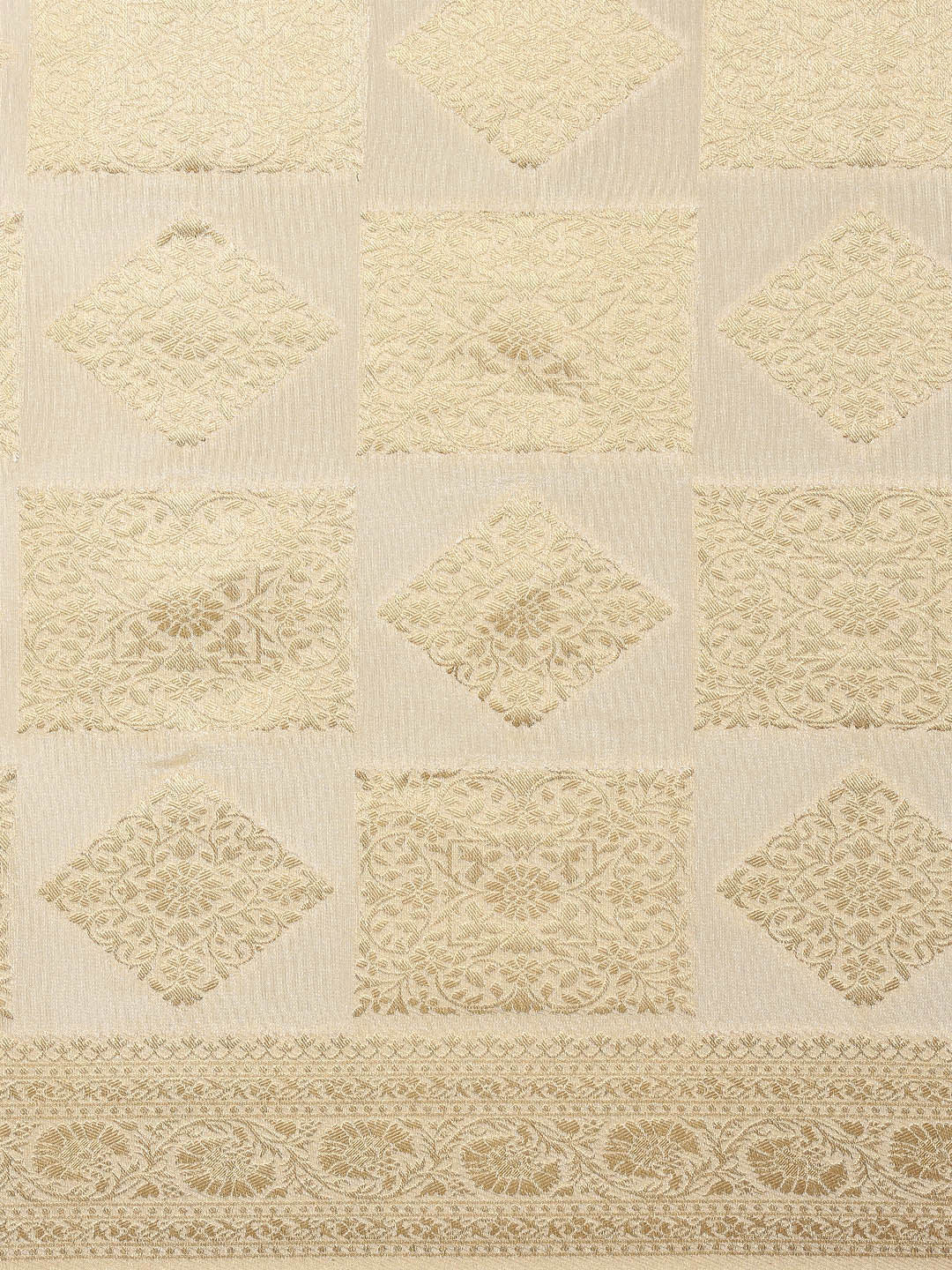 Mimosa Womens Art Silk Saree Kanjivaram Cream Color