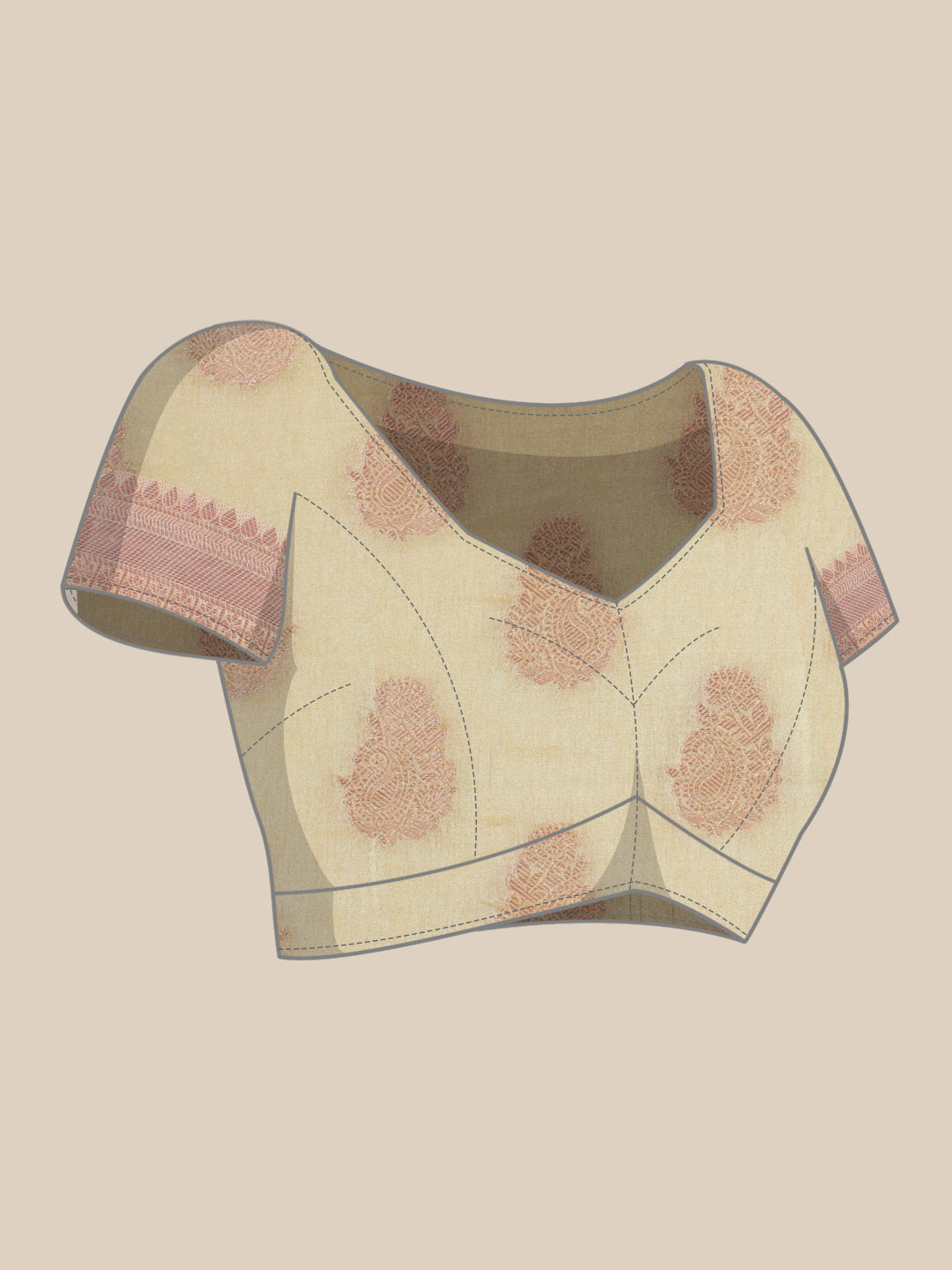 Mimosa Womens Art Silk Saree Kasavu Cream Color