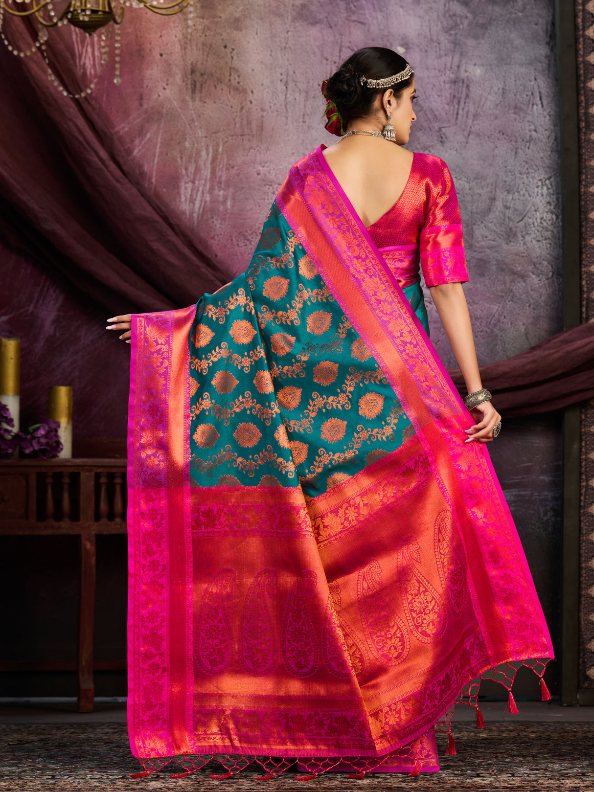 Mimosa Women's Woven Design Kanjivaram Art Silk Saree With Blouse Piece : SA0000913SF