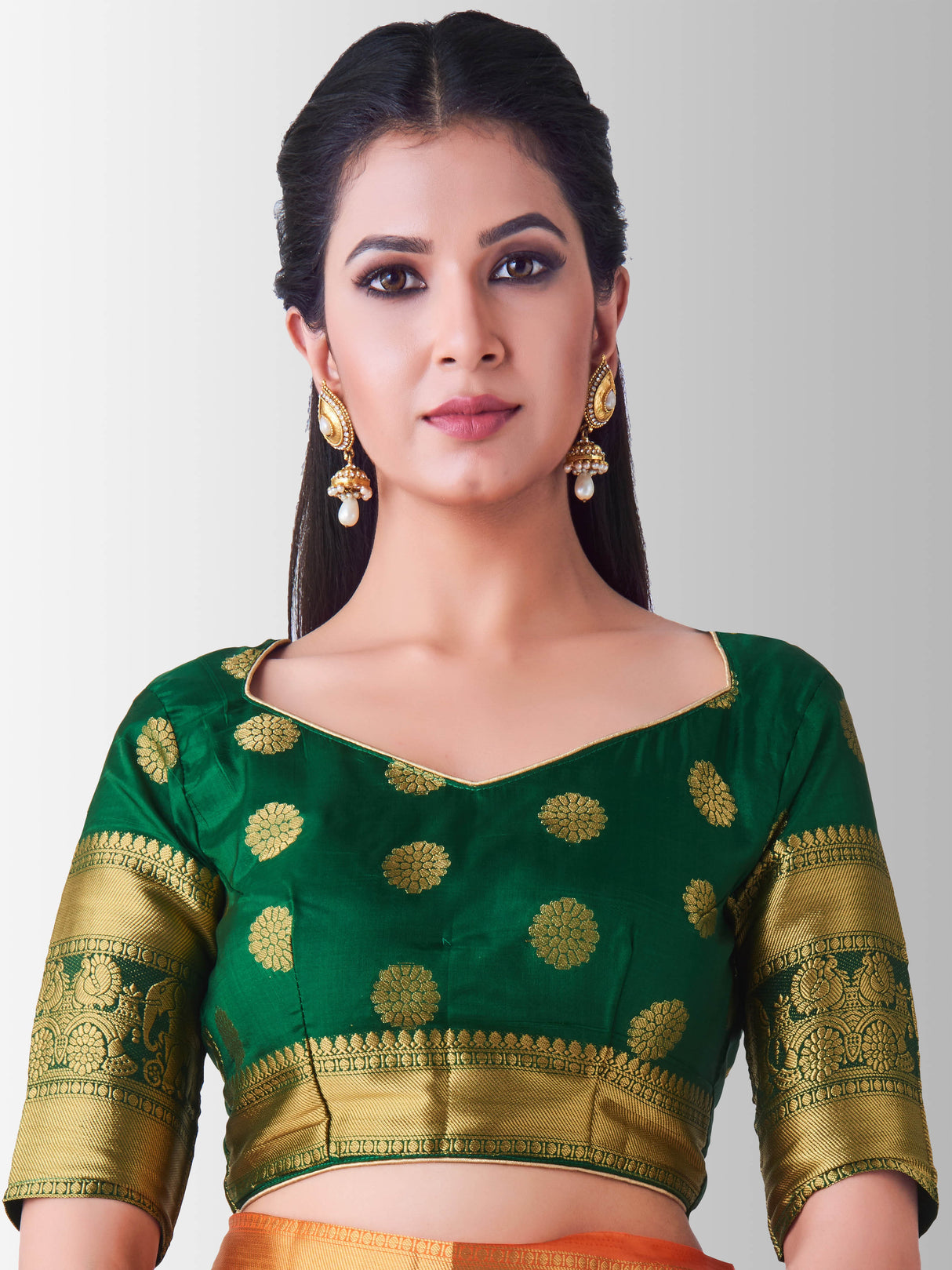 Mimosa Womens Art Silk Saree Kanjivaram Peach Color