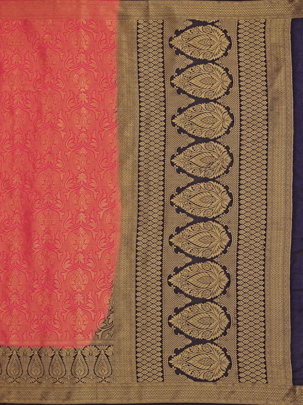 Mimosa Womens Art Silk Saree Kanjivaram Strawberry Color