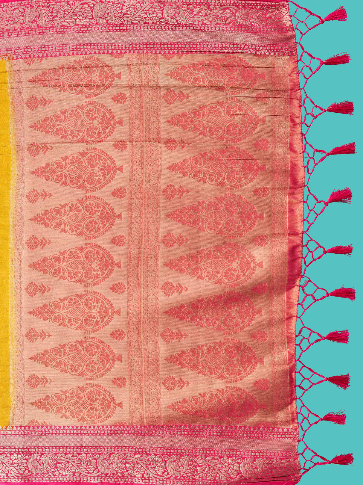 Mimosa Women's Woven Design Kanjivaram Style Art Silk Saree With Blouse Piece : SA0000394GDFREE