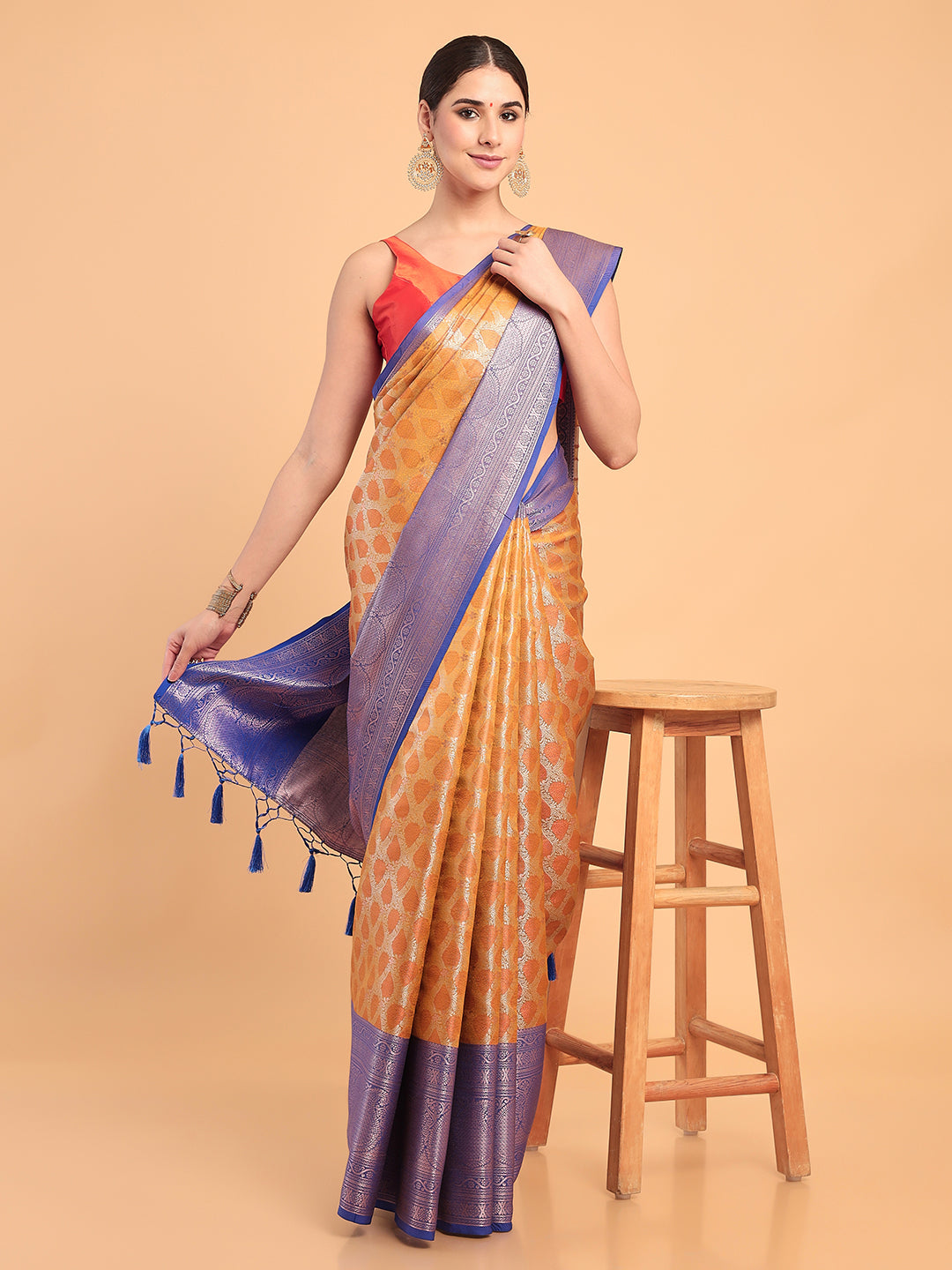 Mimosa Women's Woven Design Kanjivaram Art Silk Saree With Blouse Piece : SA00001118MSFREE