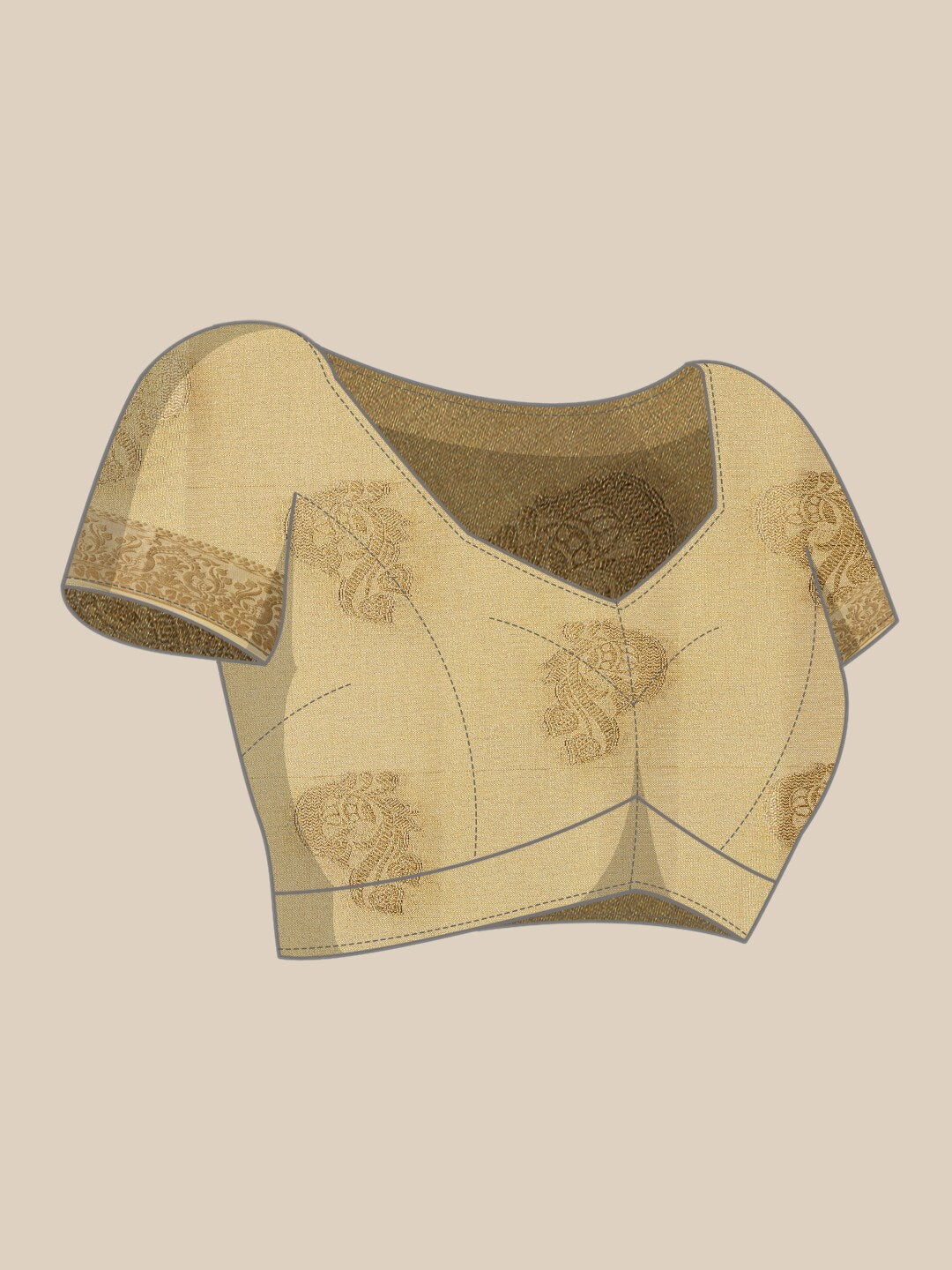 Mimosa Womens Art Silk Saree Kanjivaram Cream Color