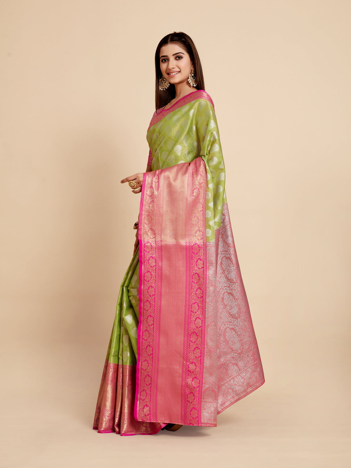 Mimosa Womens Art Silk Saree Kanjivaram Liril Color