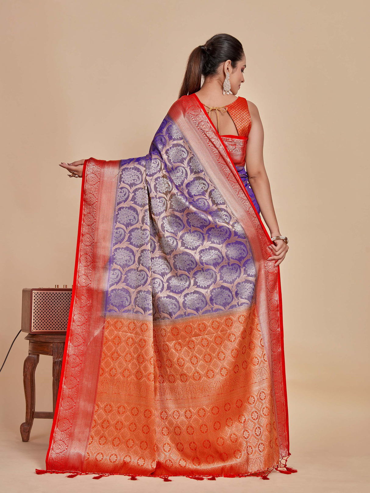 Mimosa Women's Woven Design Kanjivaram Style Art Silk Saree With Blouse Piece : SA0000385RBFREE