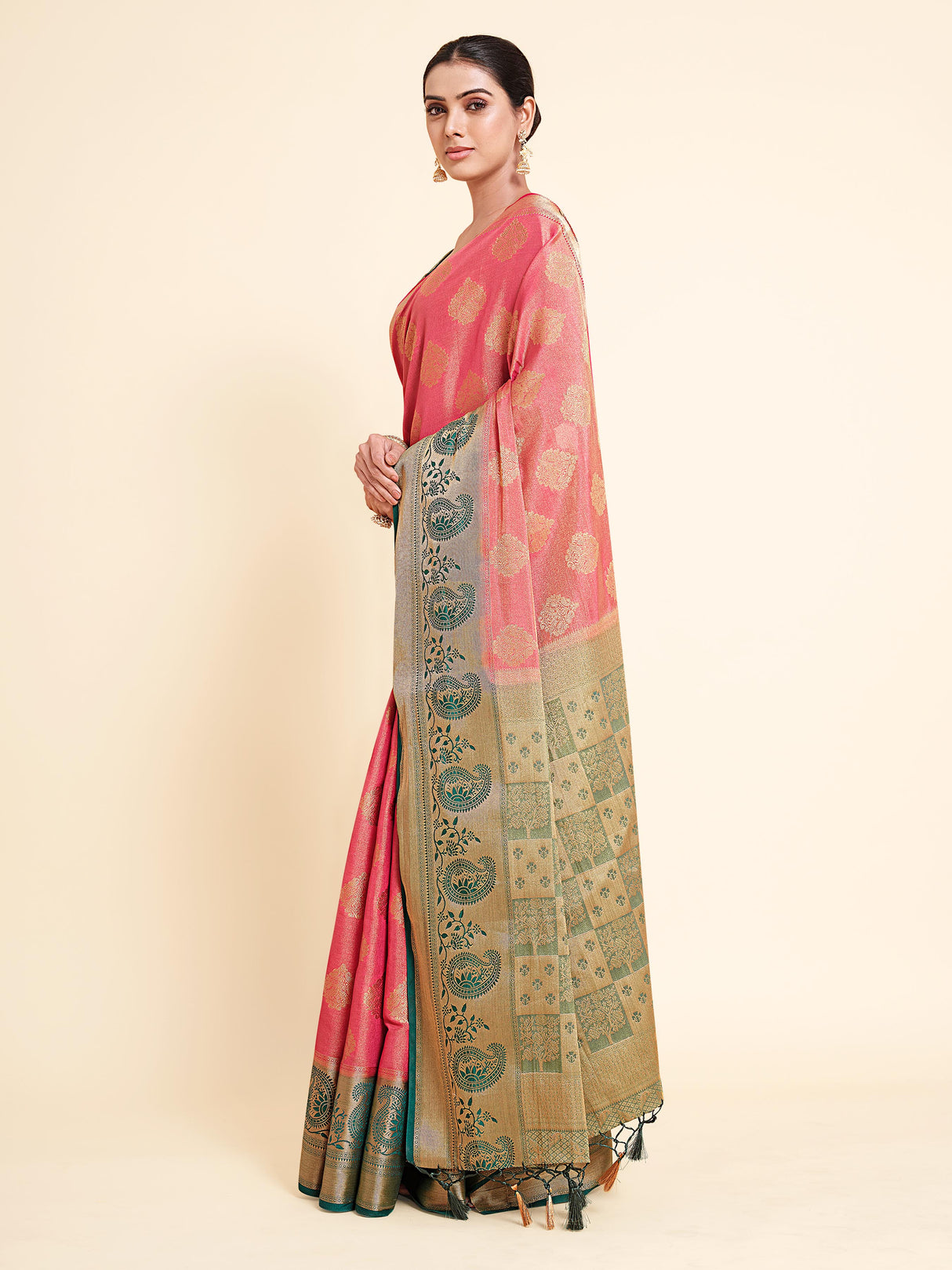 Mimosa Womens Art Silk Saree Kanjivaram Gajjari Color