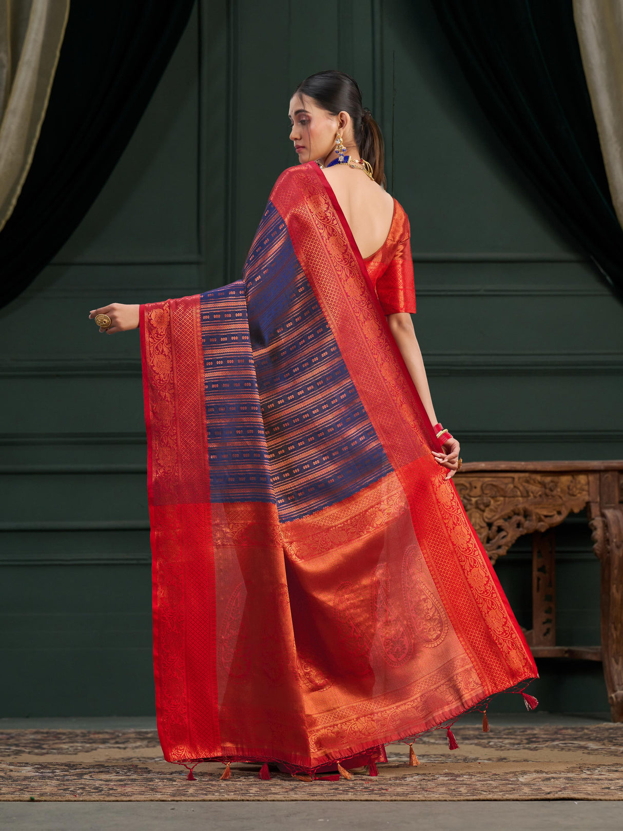 Mimosa Women's Woven Design Kanjivaram Art Silk Saree With Blouse Piece : SA0000914NV