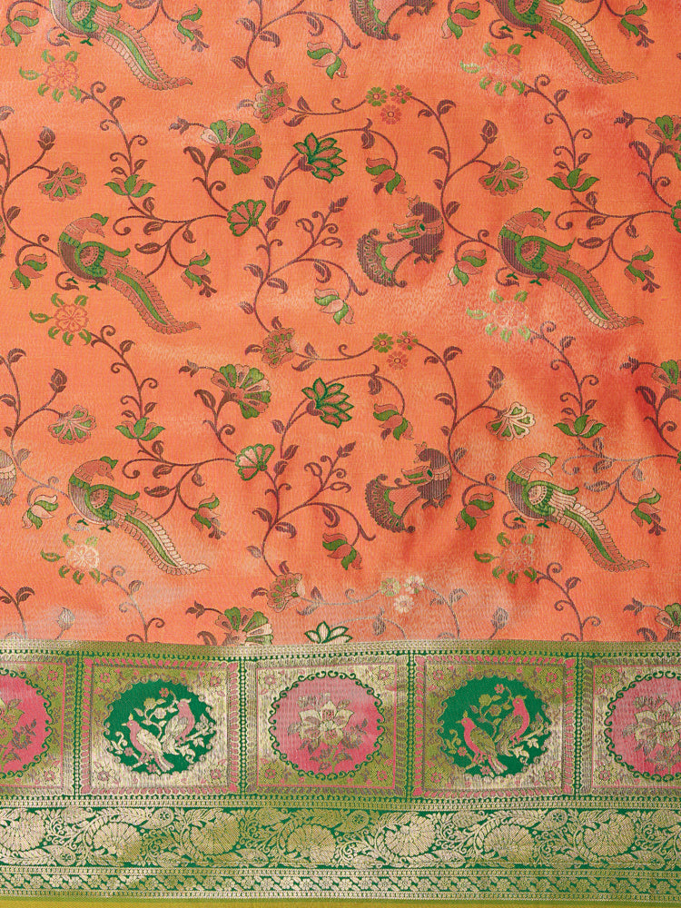 Mimosa Women's Woven Design Patola Style Art Silk Saree With Blouse Piece : SA00001389PCFREE