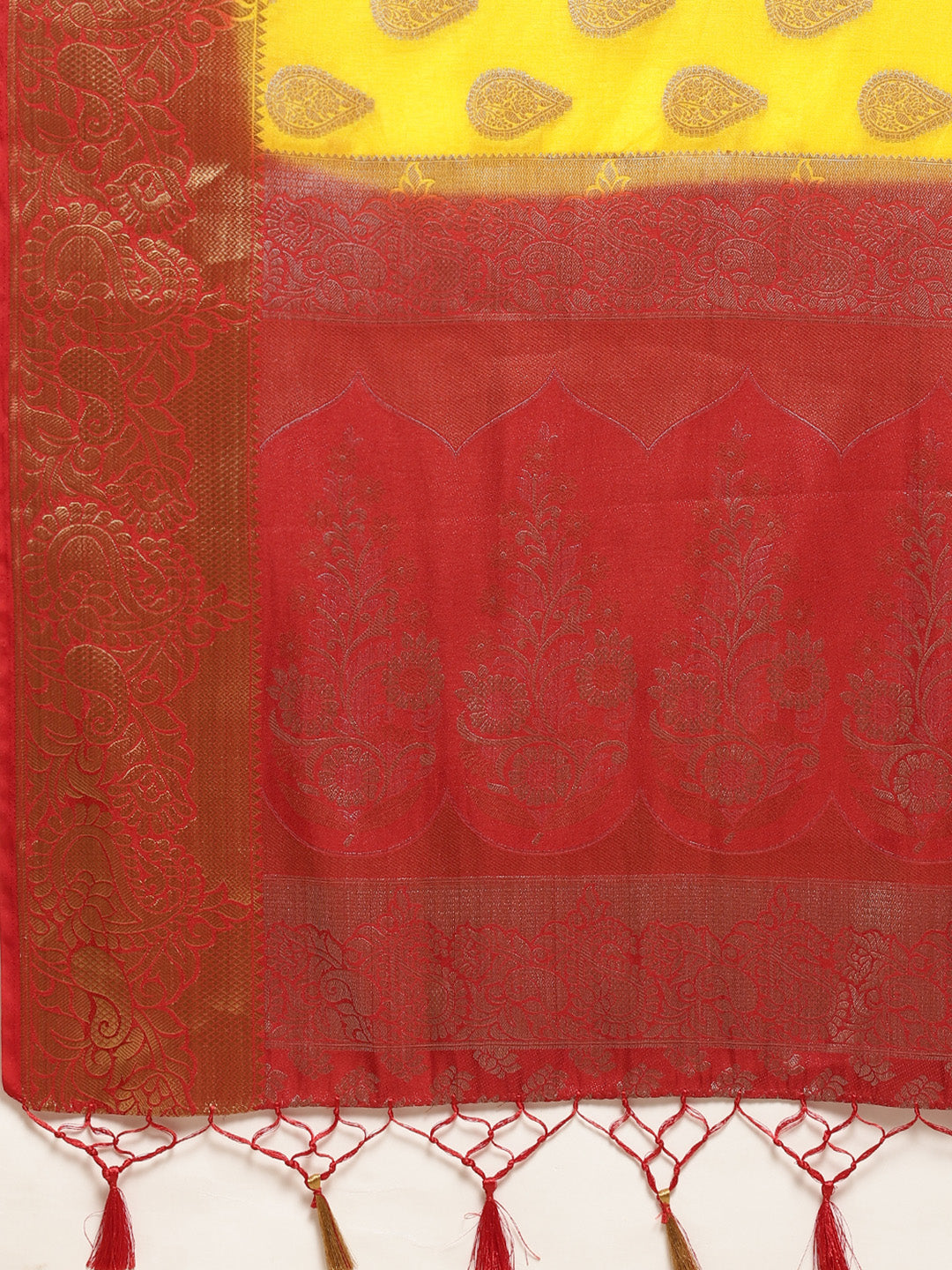 Mimosa Womens Art Silk Saree Kanjivaram Gold Color