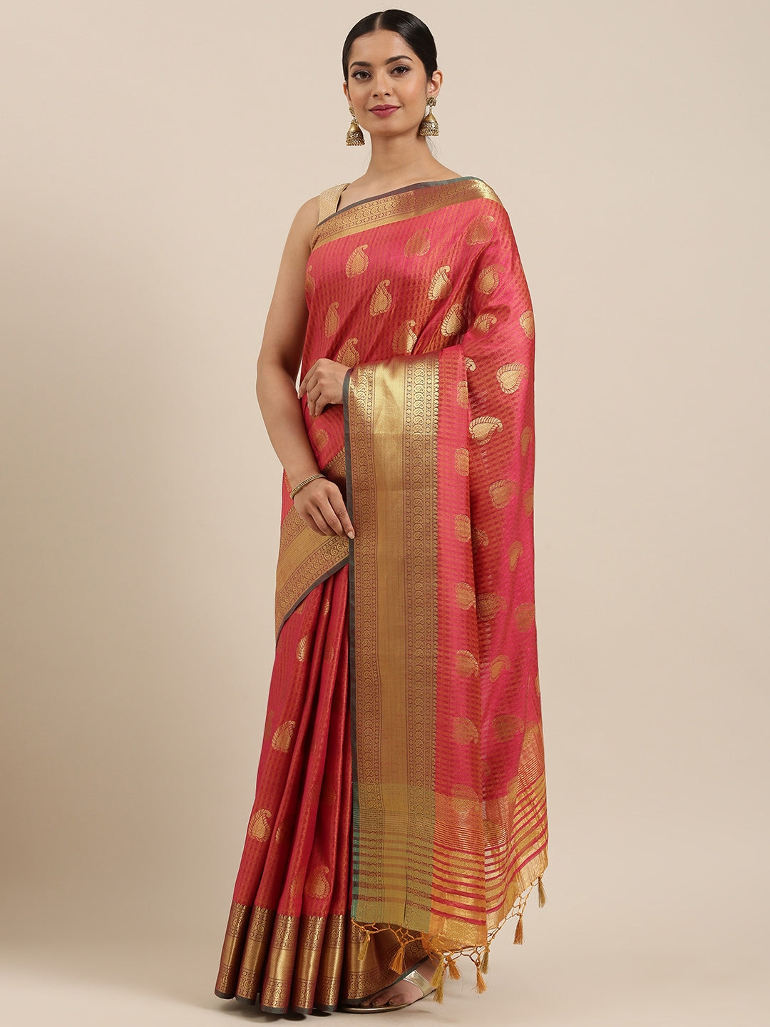 Mimosa Womens Art Silk Saree Kanjivaram Maroon Color