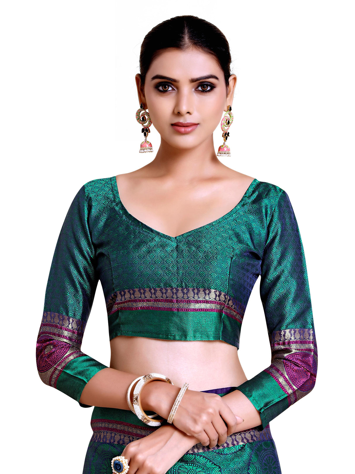 Mimosa Womens Art Silk Saree Banarasi Green Color