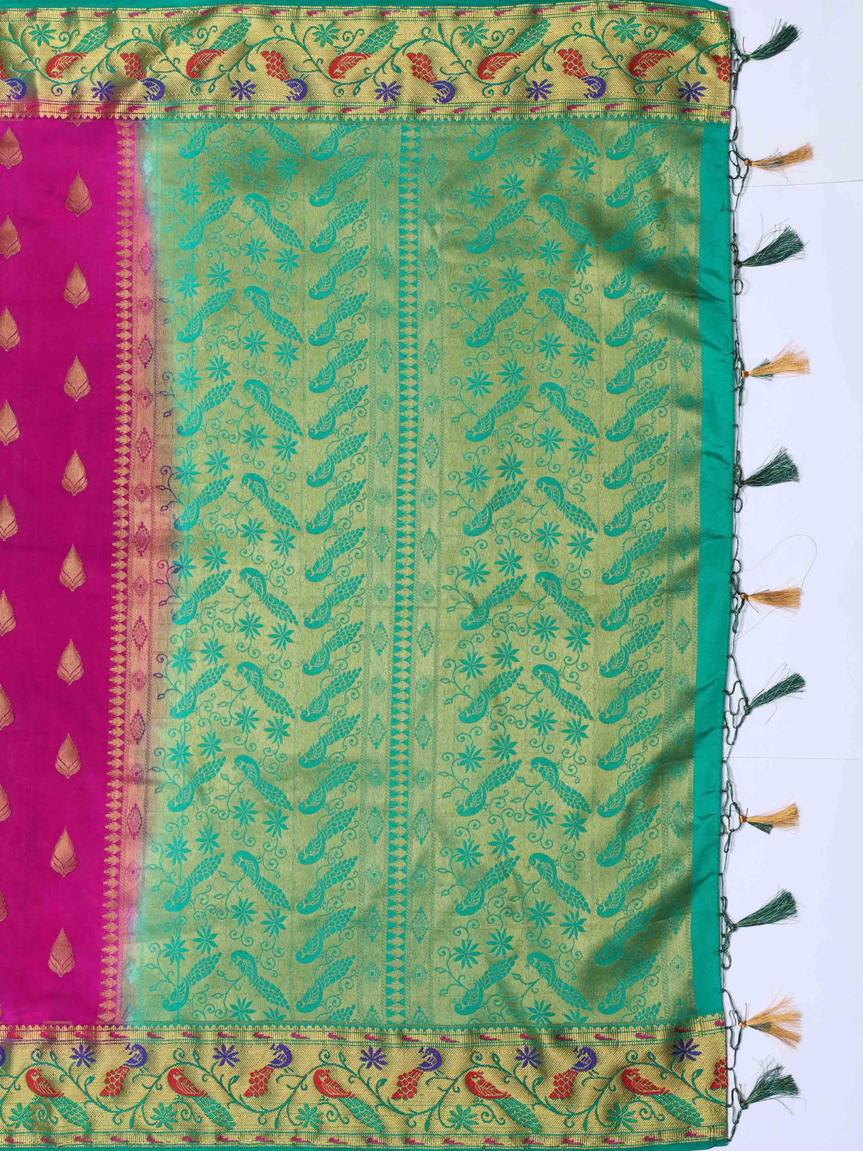 Mimosa Womens Art Silk Saree Kanjivaram Mejanta Color