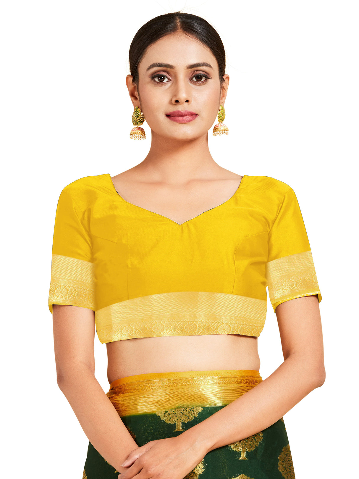 Mimosa Womens Crepe Saree Mysore Silk BGreen Color