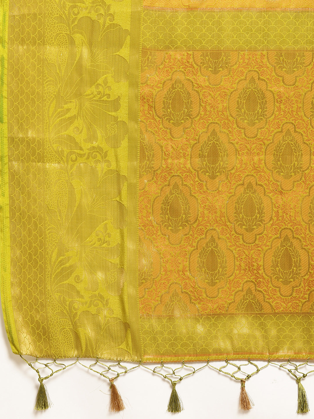 Mimosa Womens Art Silk Saree Kanjivaram Olive Color