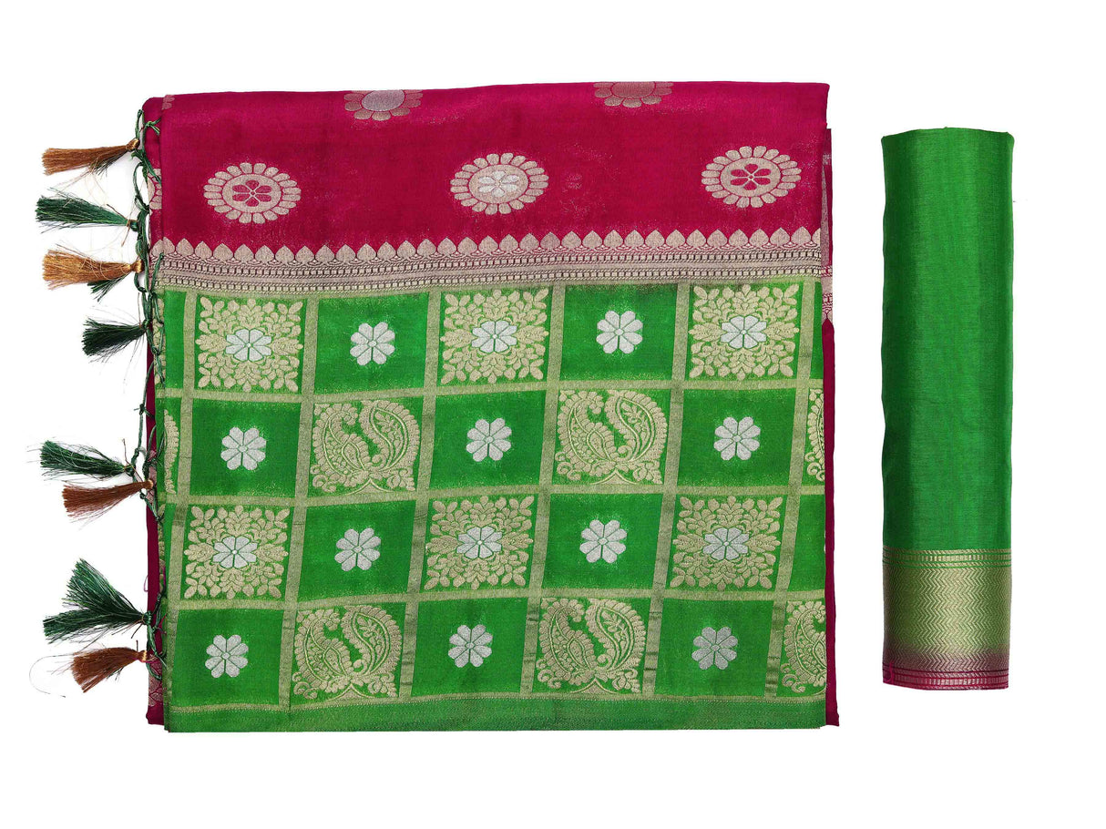 Mimosa Womens Art Silk Saree Kanjivaram Mejanta Color