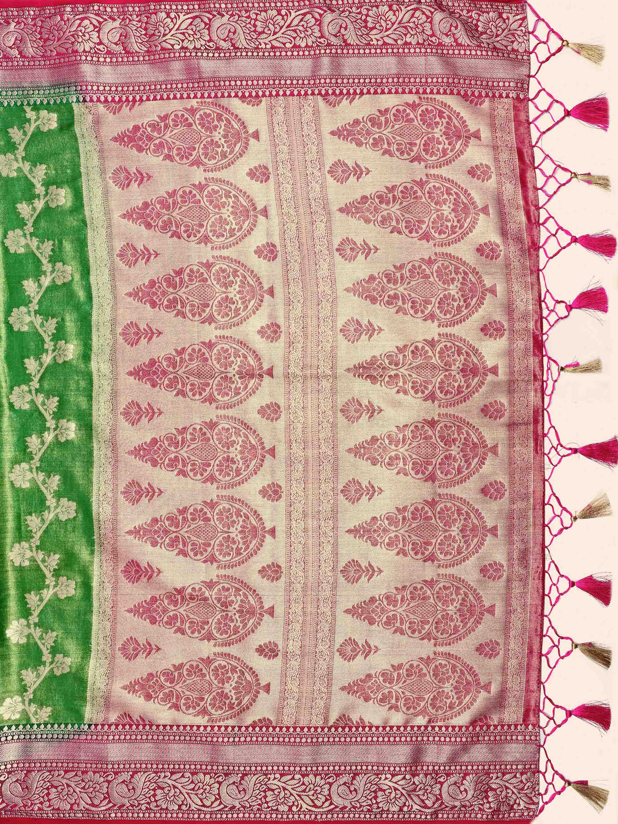 Mimosa Womens Art Silk Saree Kanjivaram Green Color