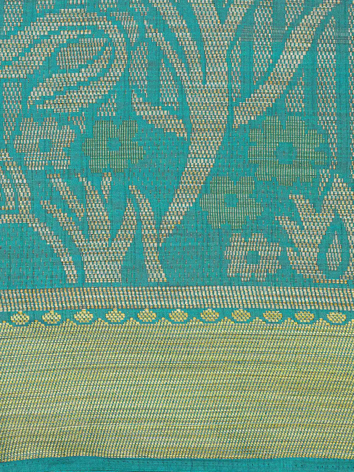 Mimosa Womens Art Silk Saree Kanjivaram style Saffire Color