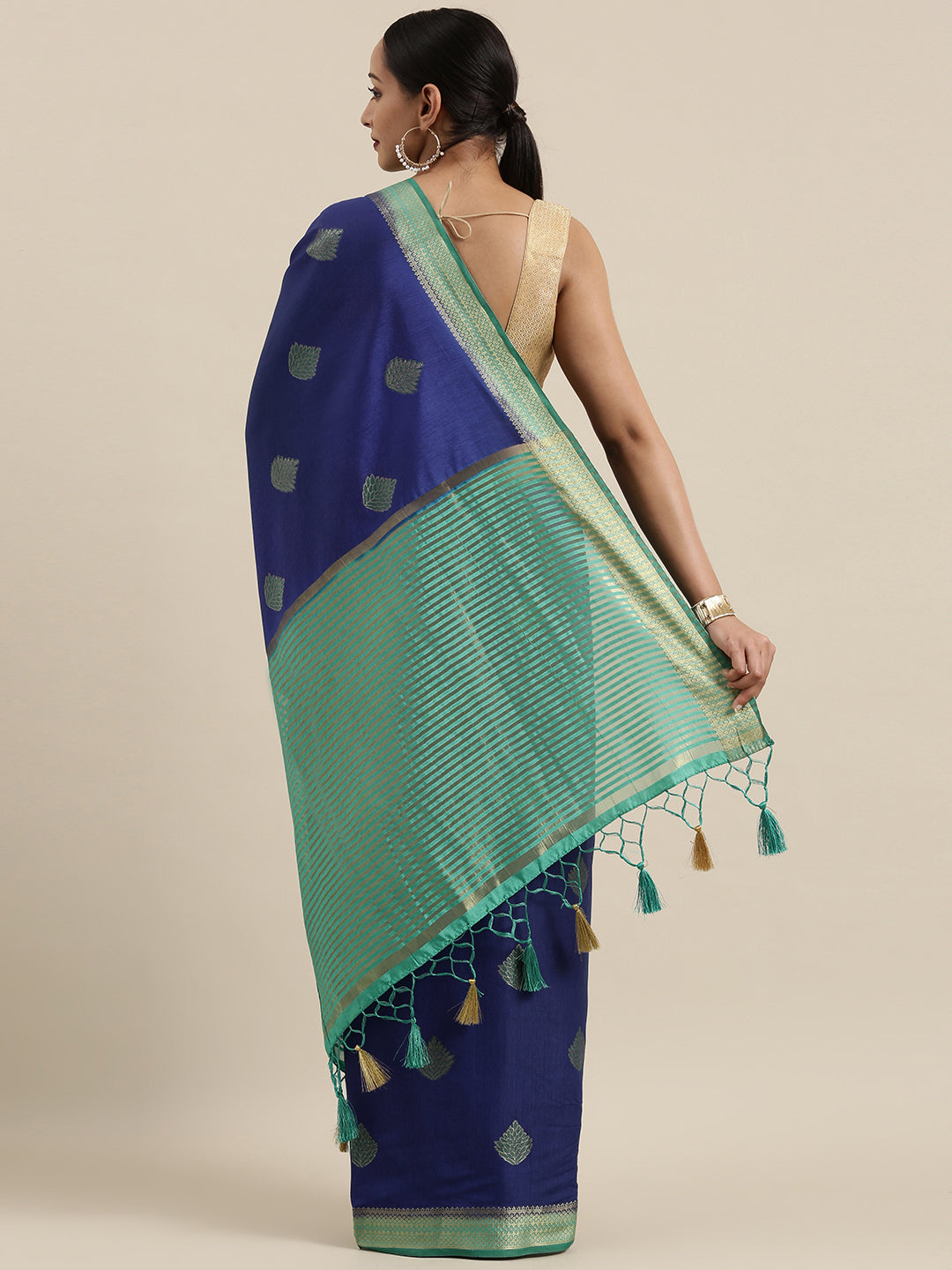 Mimosa Womens Art Silk Saree Kanjivaram Royal Blue Color