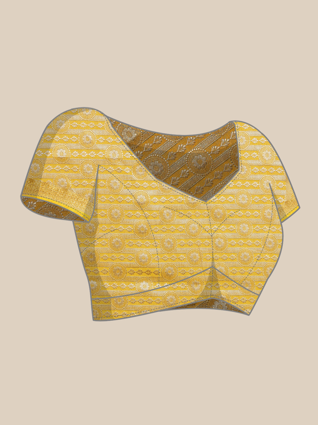 Mimosa Womens Art Silk Saree Kanjivaram Gold Color