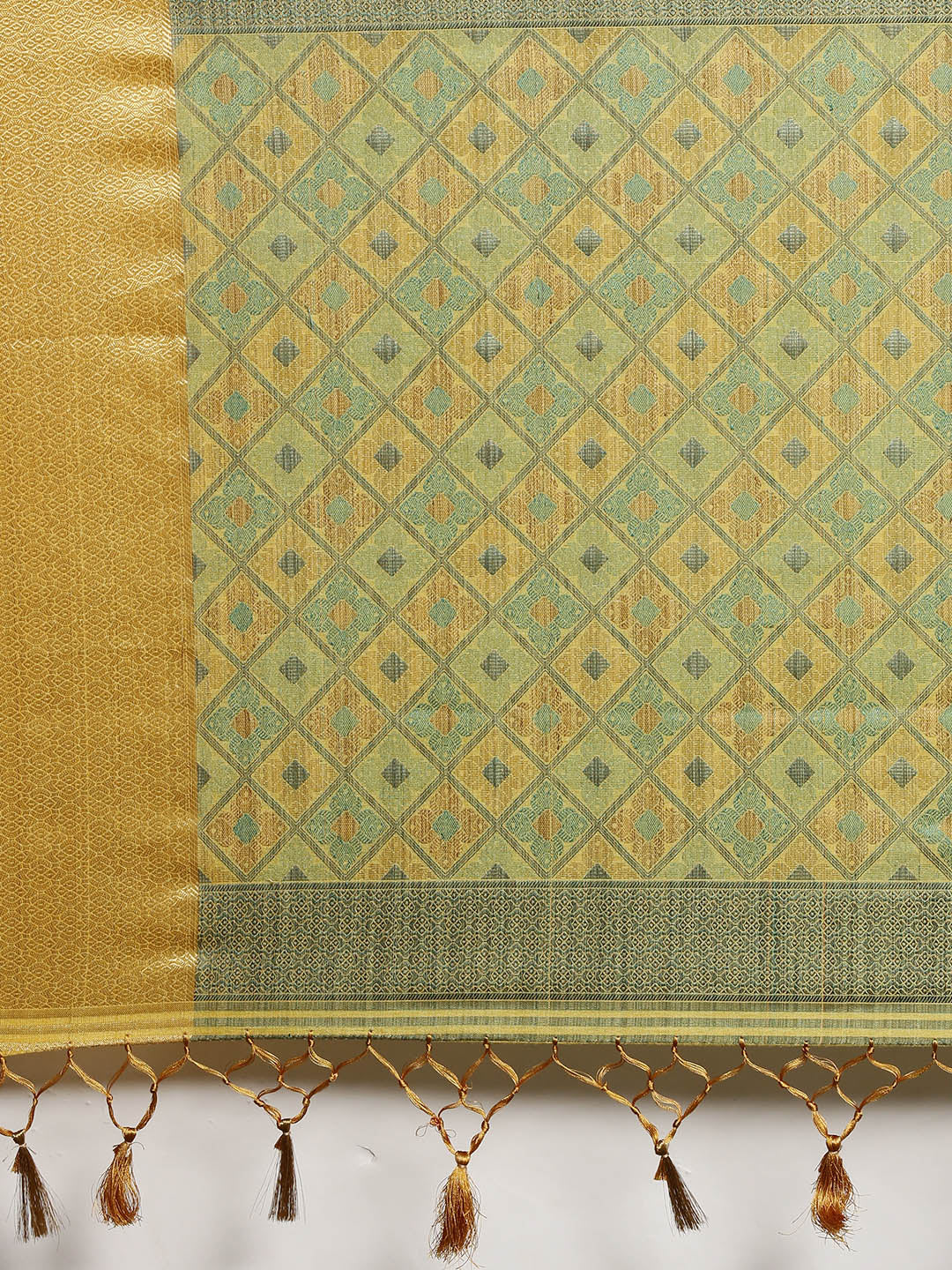 Mimosa Womens Art Silk Saree Patola Yellow Color