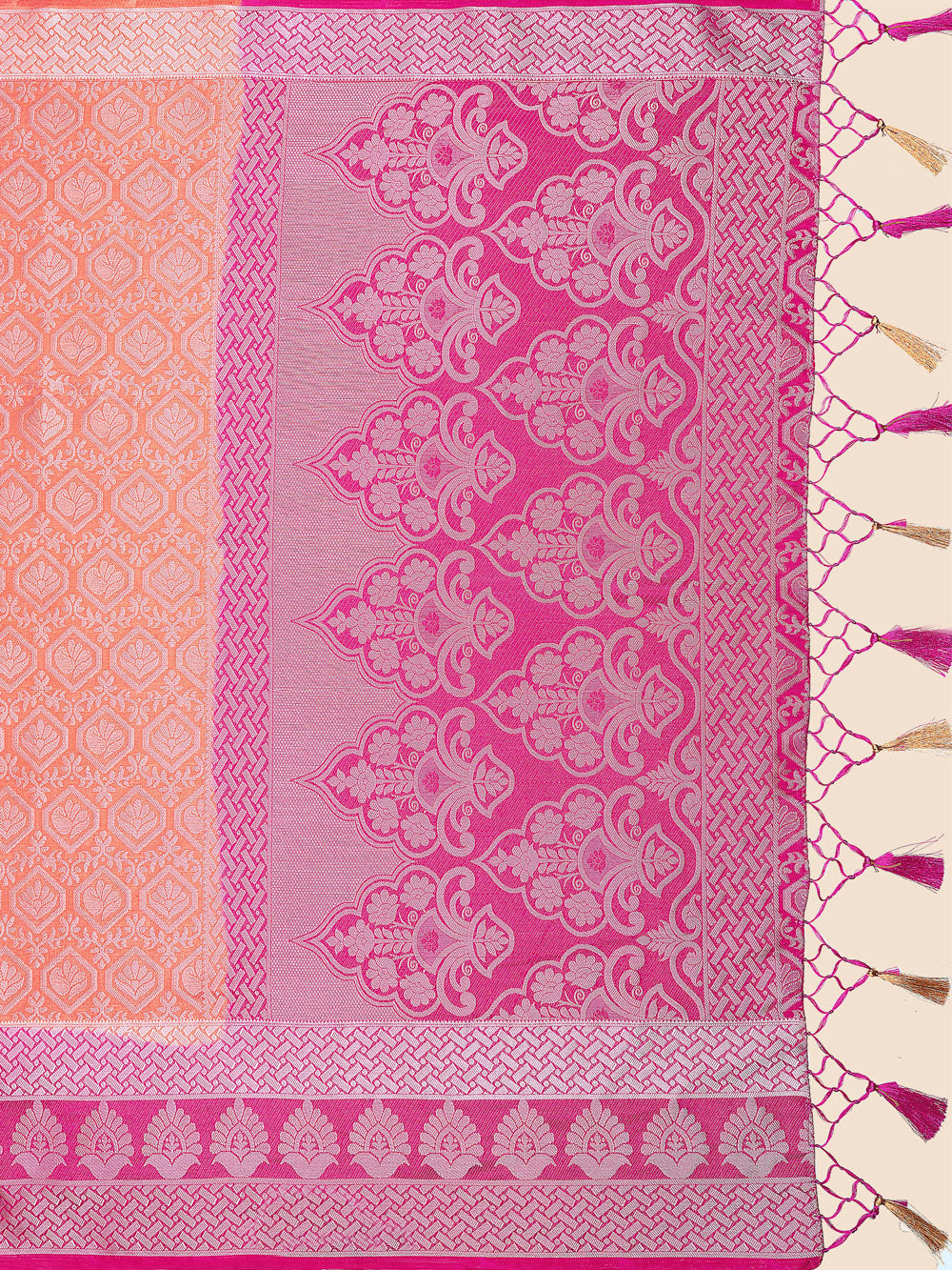 Mimosa Womens Art Silk Saree Kanjivaram style Peach Color