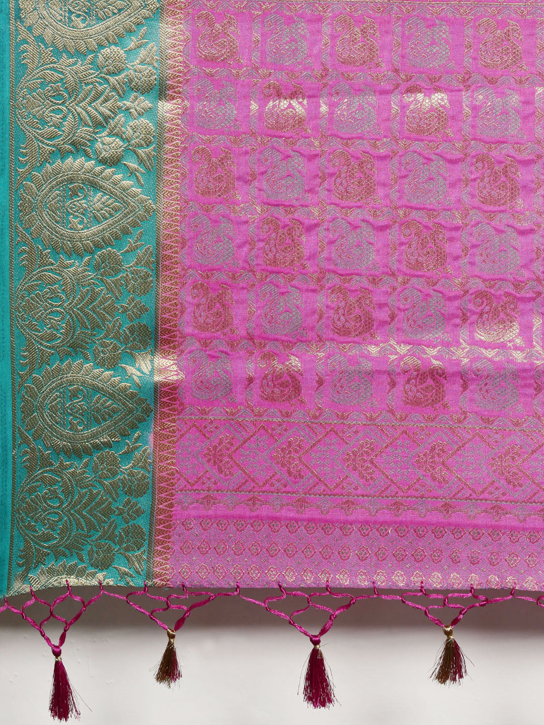 Mimosa Womens Art Silk Saree Kanjivaram Pink Color