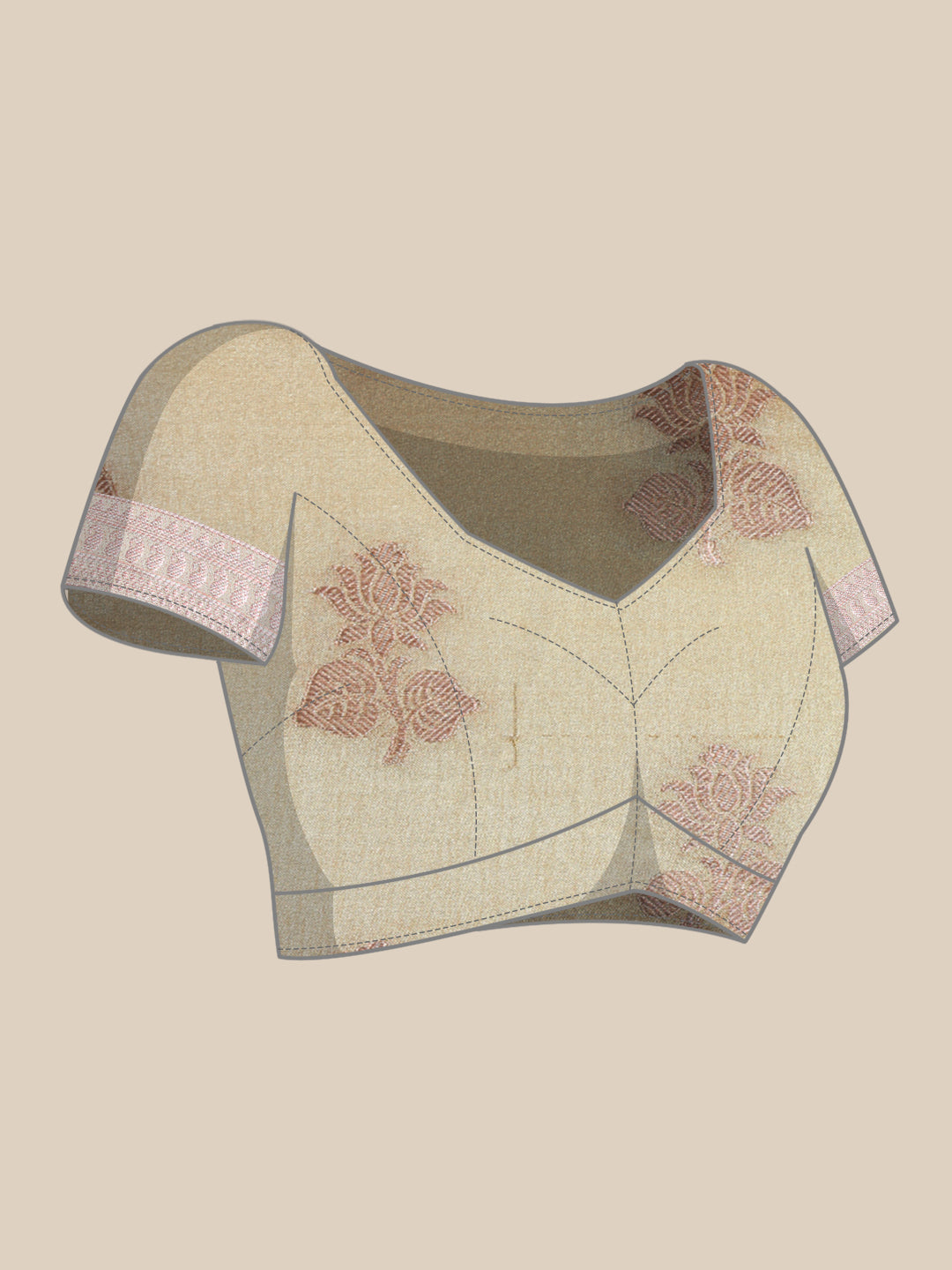 Mimosa Womens Art Silk Saree Kasavu Cream Color