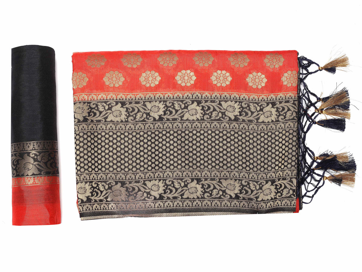 Mimosa Womens Art Silk Saree Kanjivaram Strawberry Color