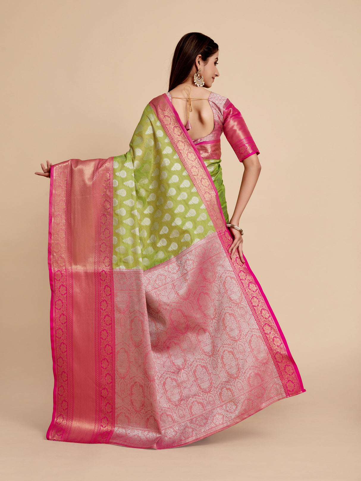 Mimosa Womens Art Silk Saree Kanjivaram Liril Color