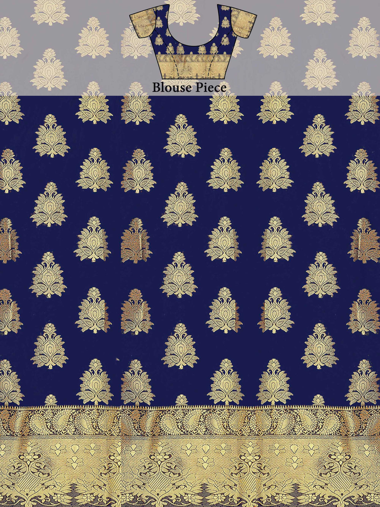 Mimosa Womens Art Silk Saree Kanjivaram Navy Blue Color