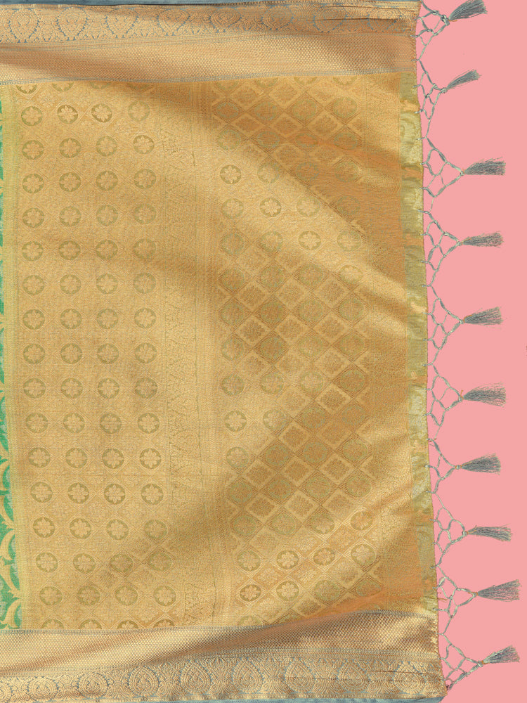 Mimosa Women's Woven Design Kanjivaram Style Art Silk Saree With Blouse Piece : SA0000385RMFREE