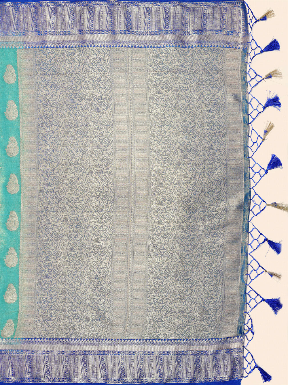 Mimosa Womens Art Silk Saree Kanjivaram Saffire Color