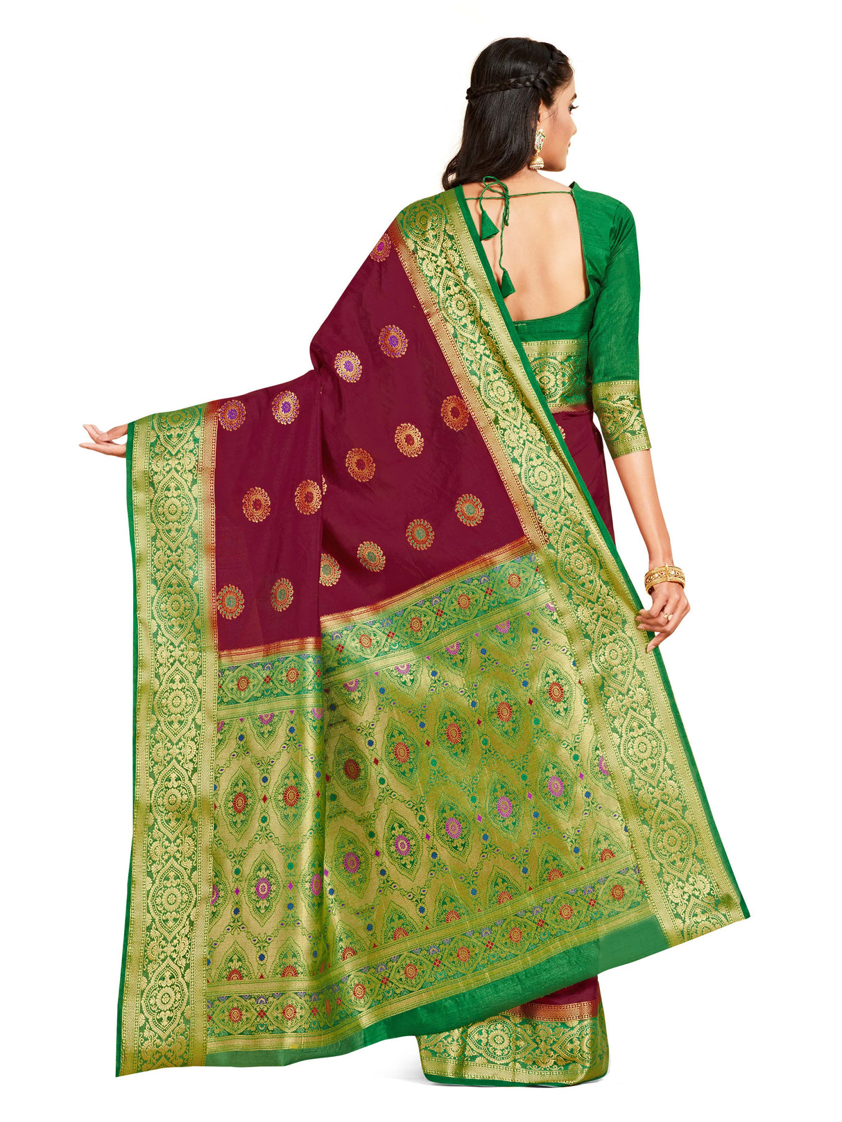 Mimosa Womens Art Silk Saree Dharmavaram Maroon Color